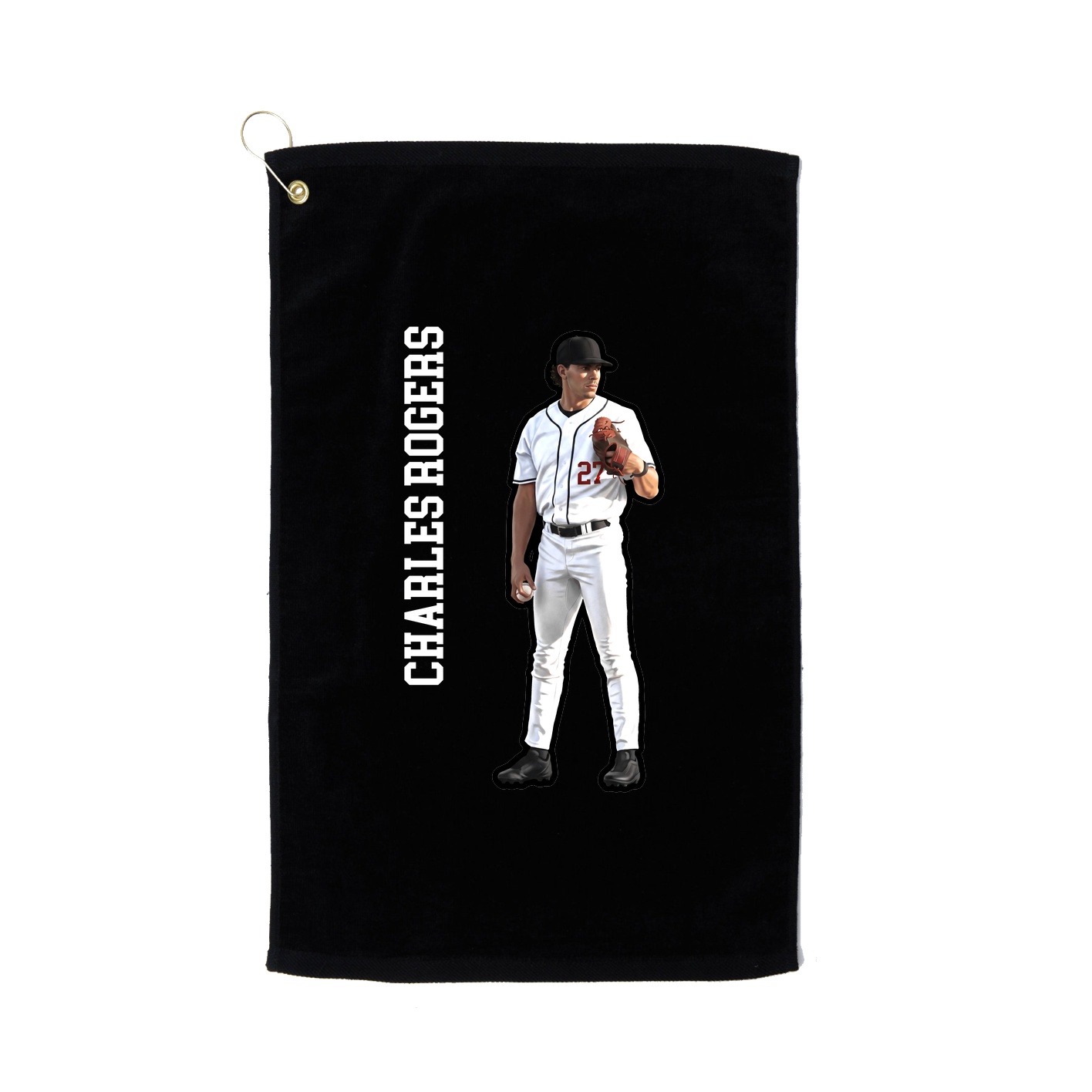 Golf Towel — Name Vertical in Black