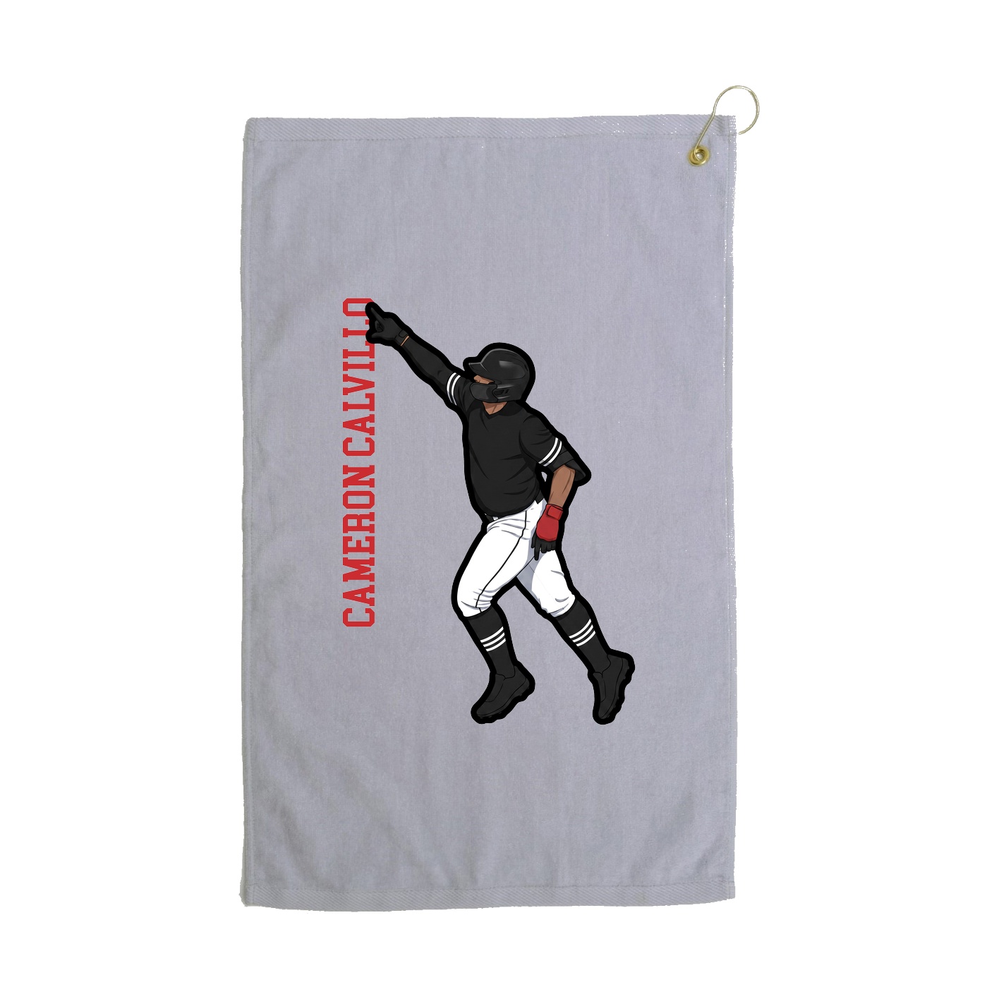Golf Towel — Name Vertical in Grey