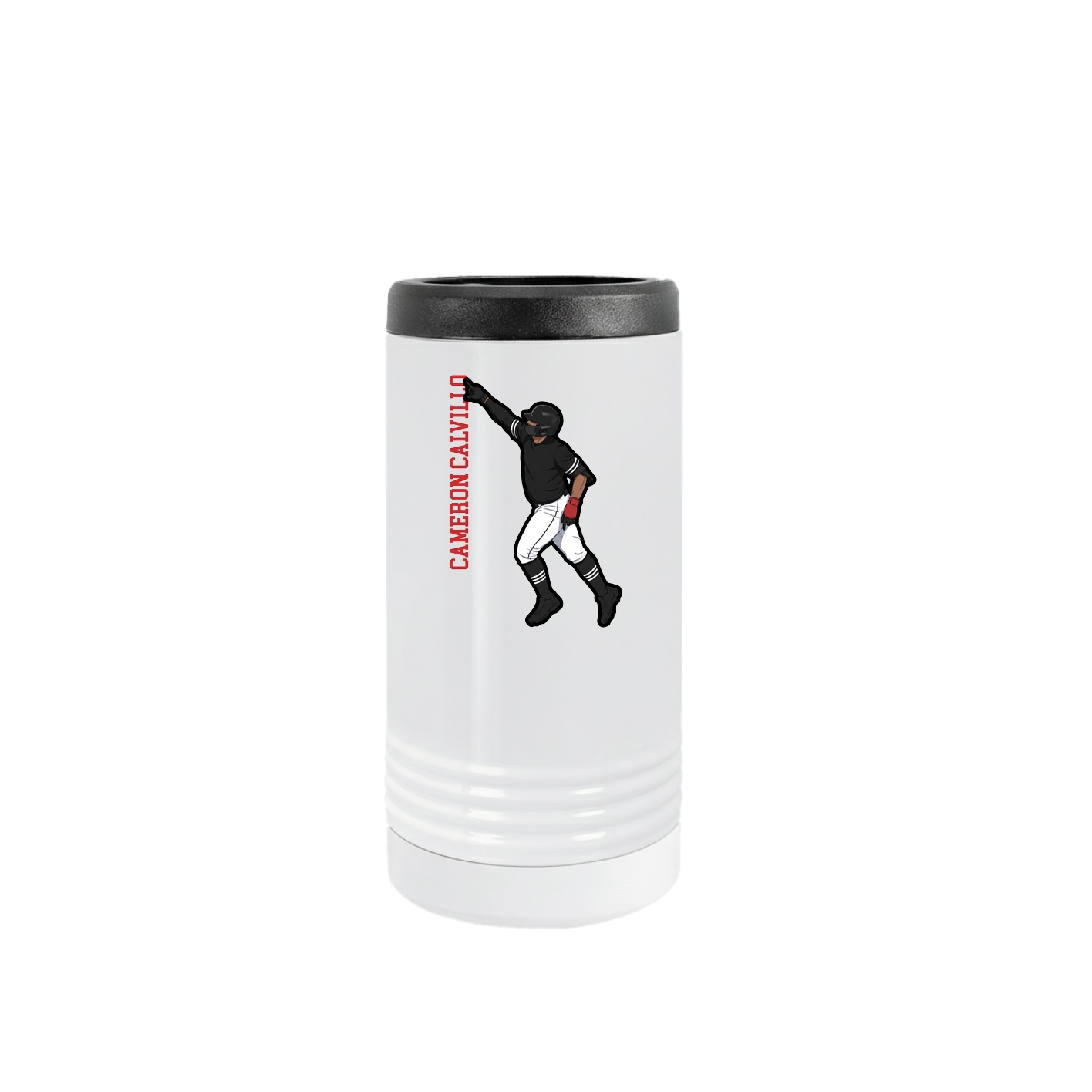 Slim Beverage Holder — Name Vertical in White