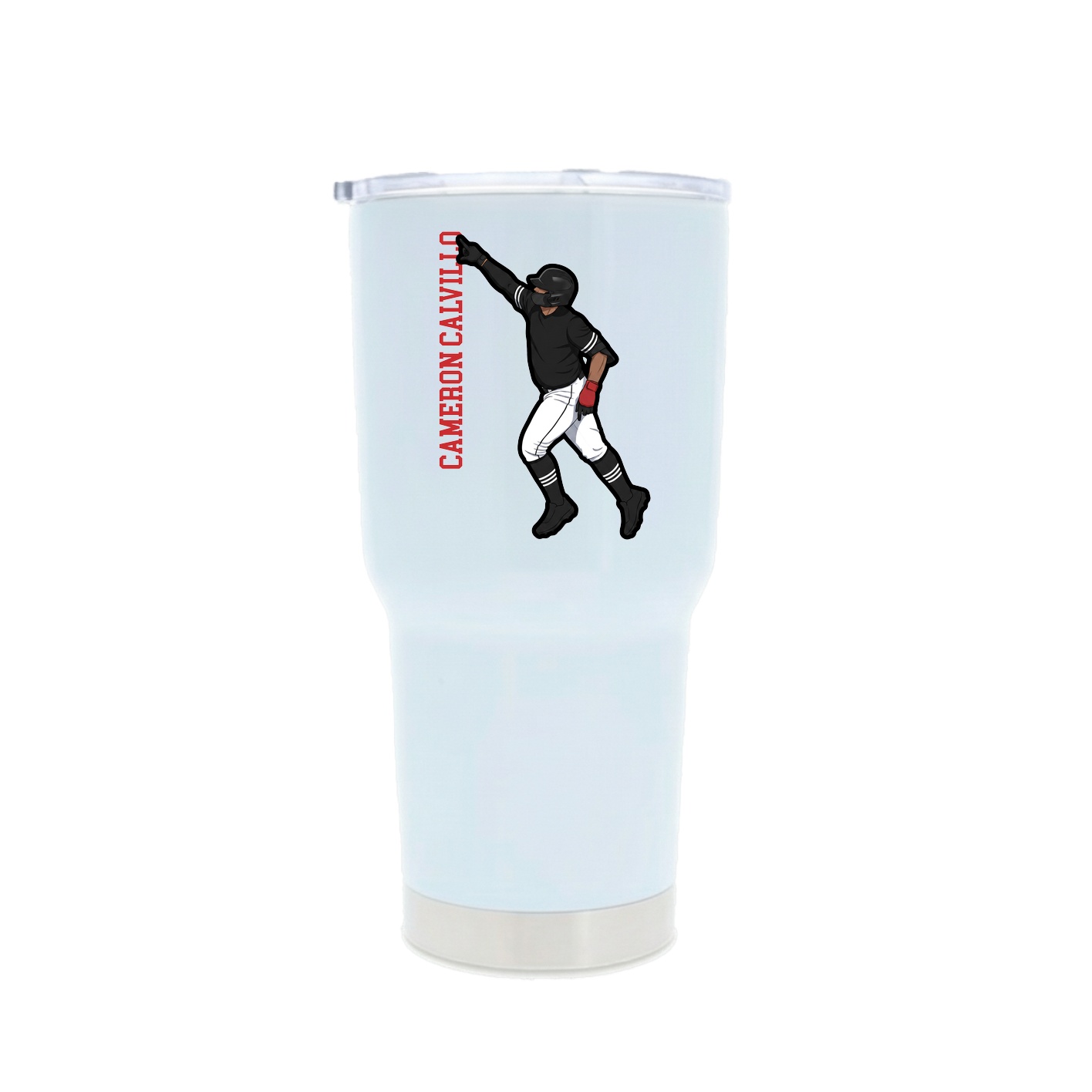 30oz Stainless Steel Tumbler — Name Vertical in White