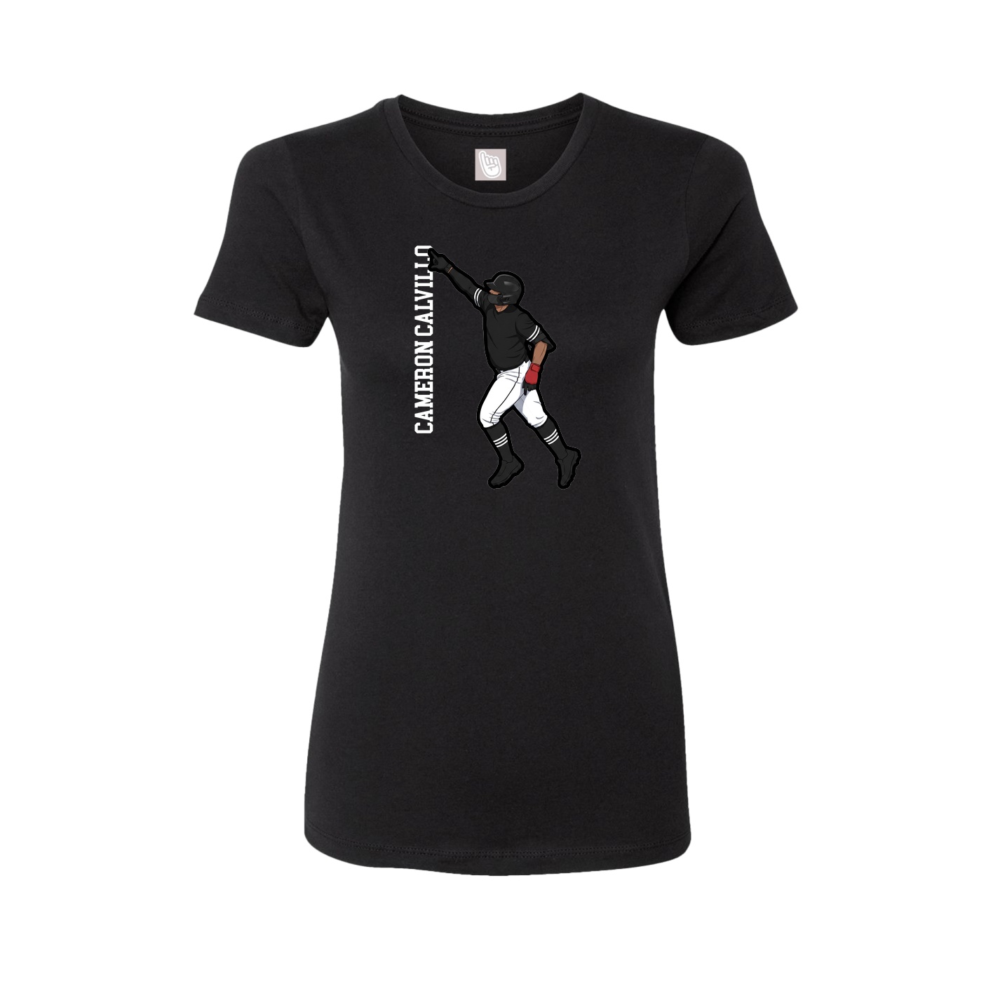 Fitted Women's Tee — Name Vertical in Black