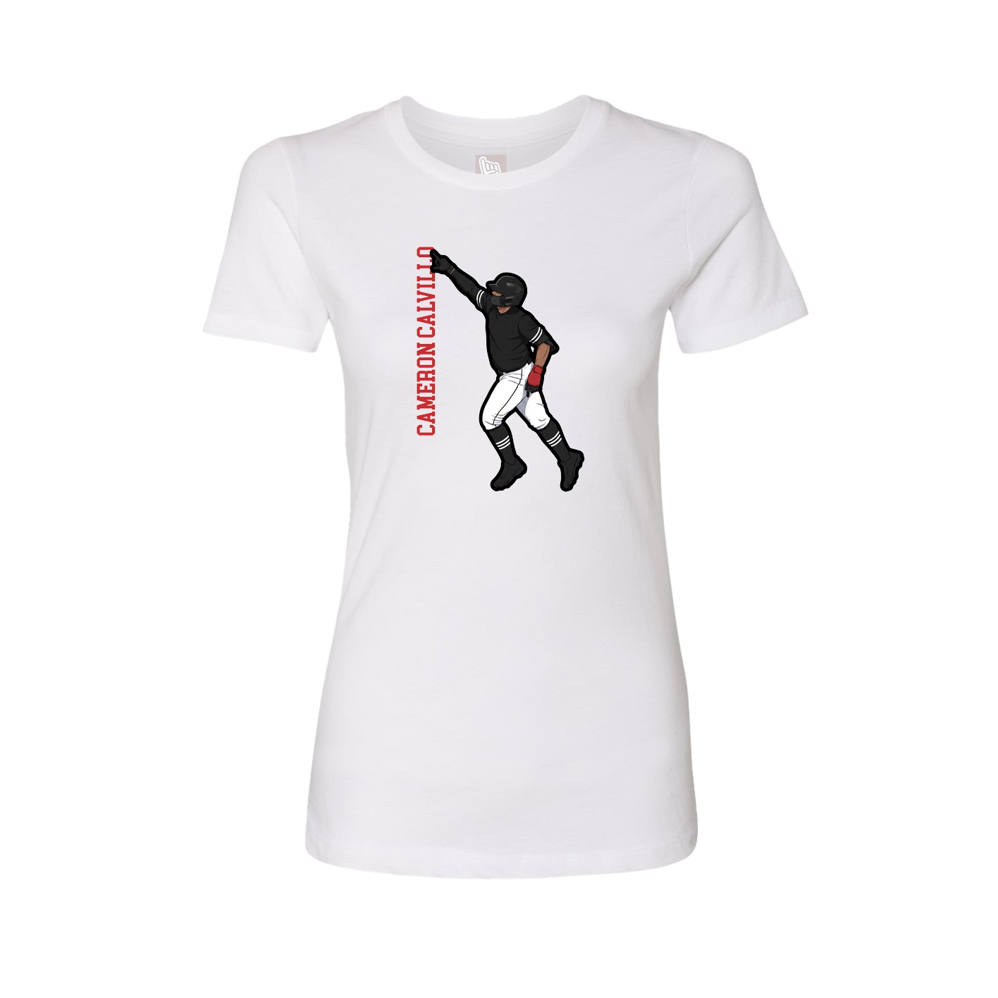 Fitted Women's Tee — Name Vertical in White