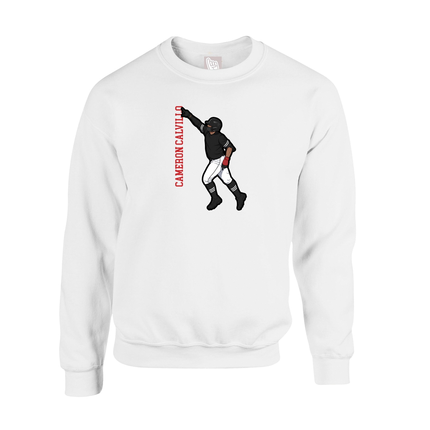 Fleece Crew — Name Vertical in White