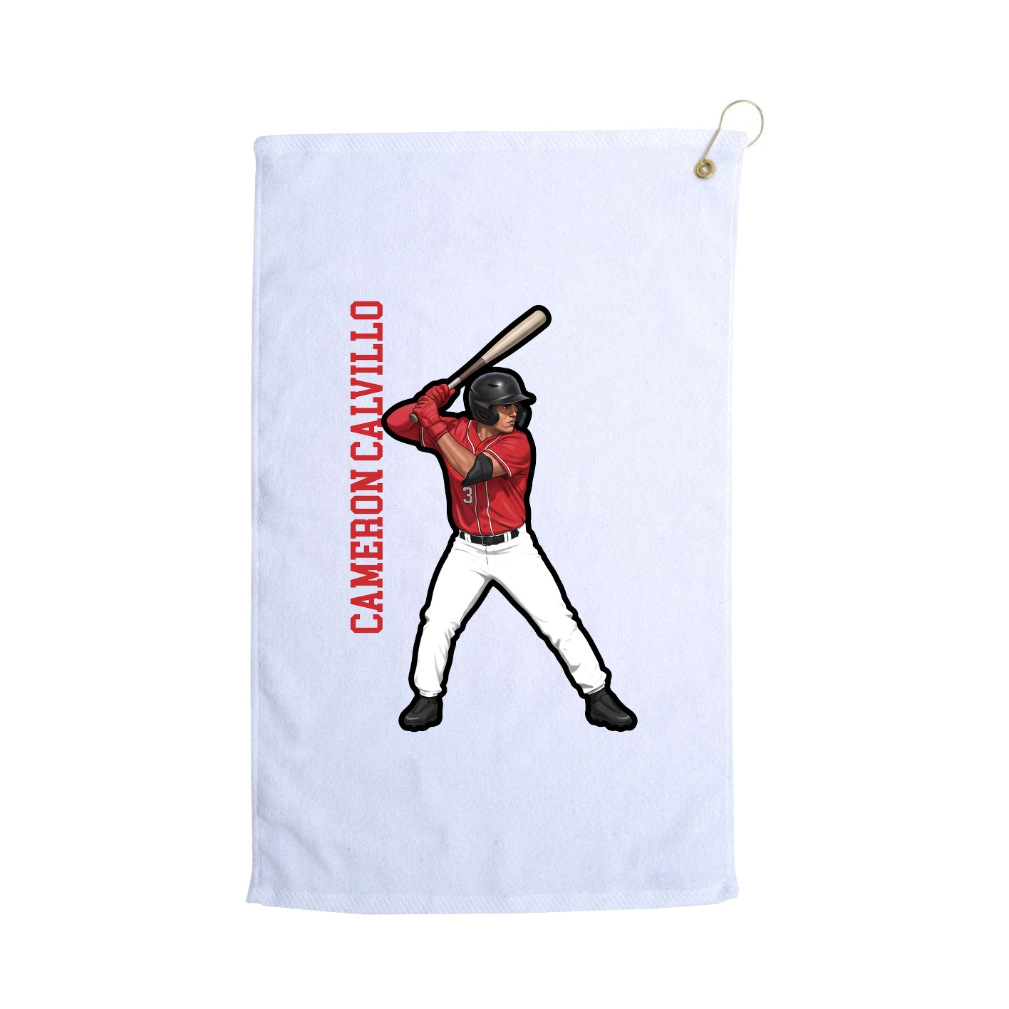 Golf Towel — Name Vertical in White