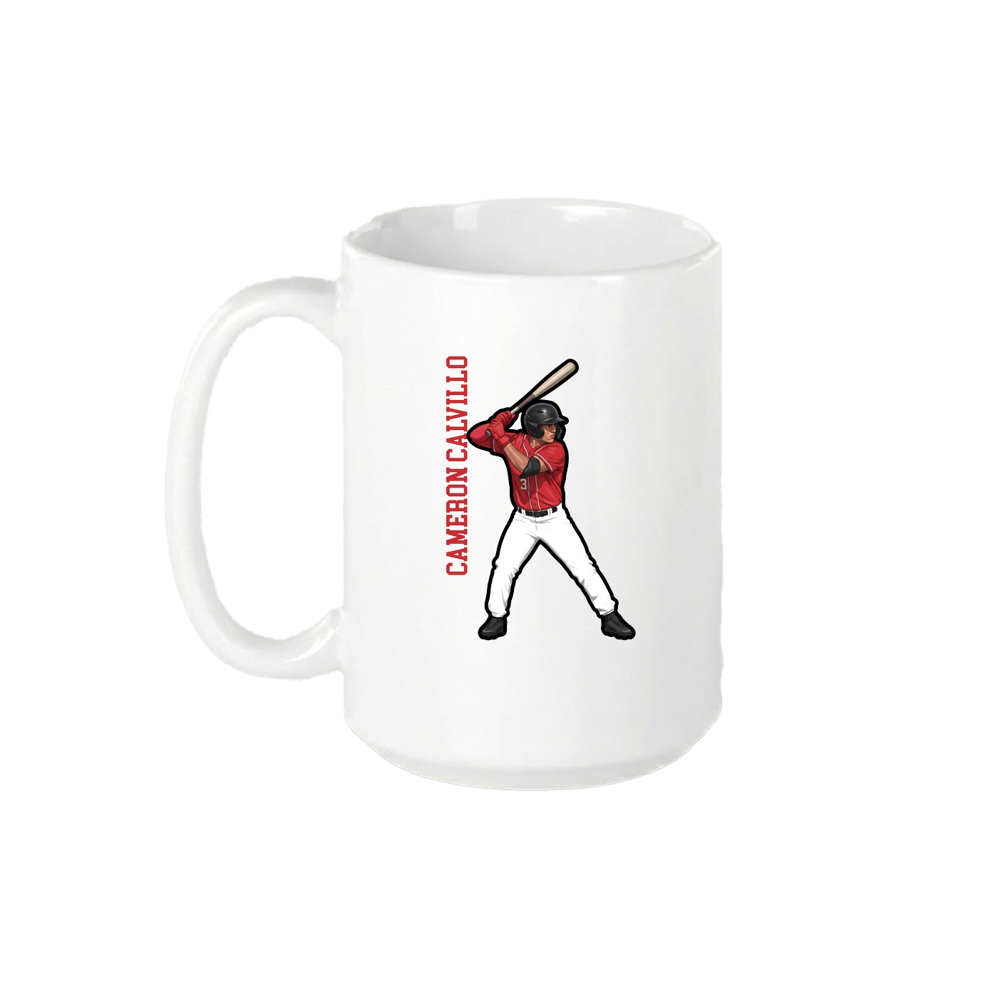 15oz Coffee Mug — Name Vertical in White