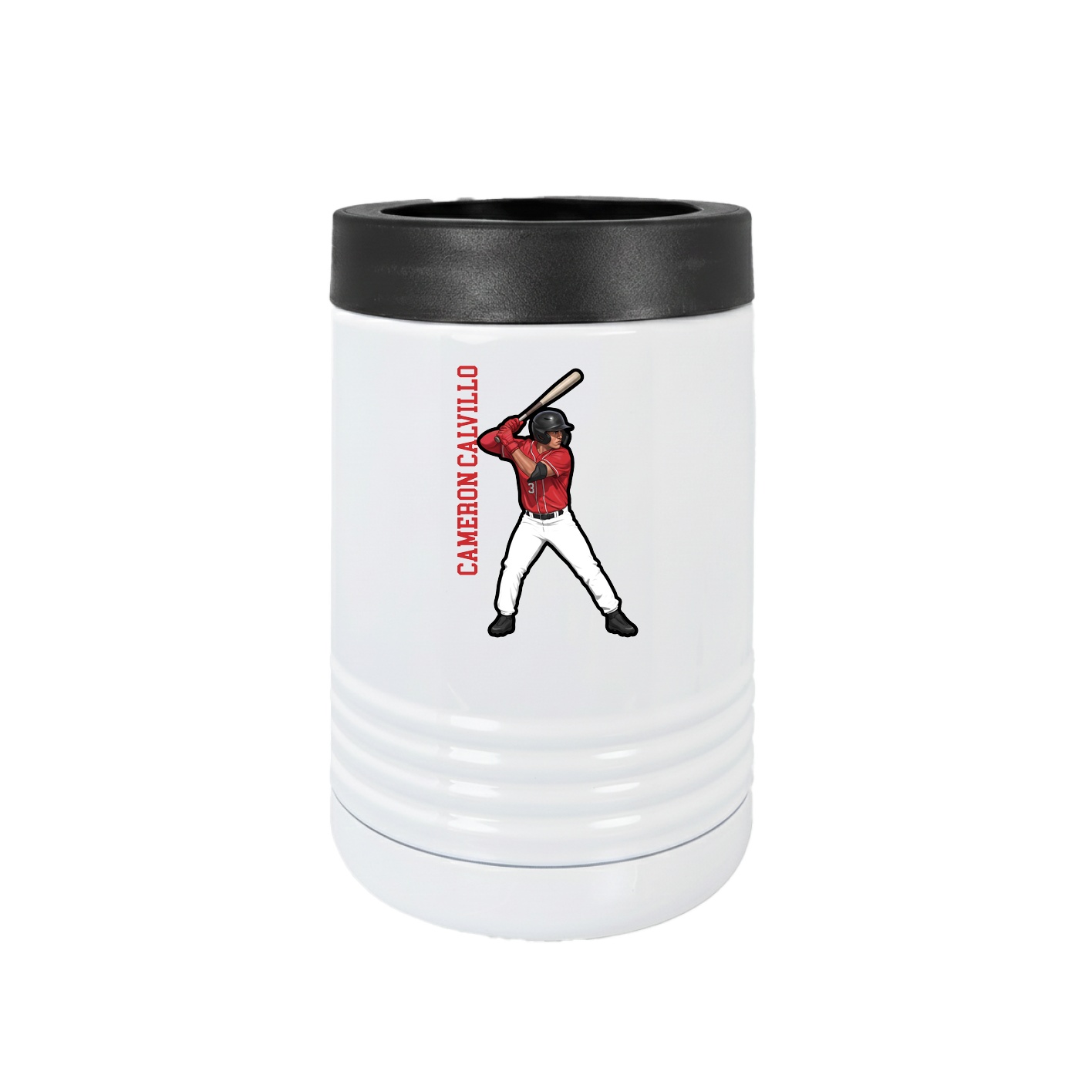 Beverage Holder — Name Vertical in White