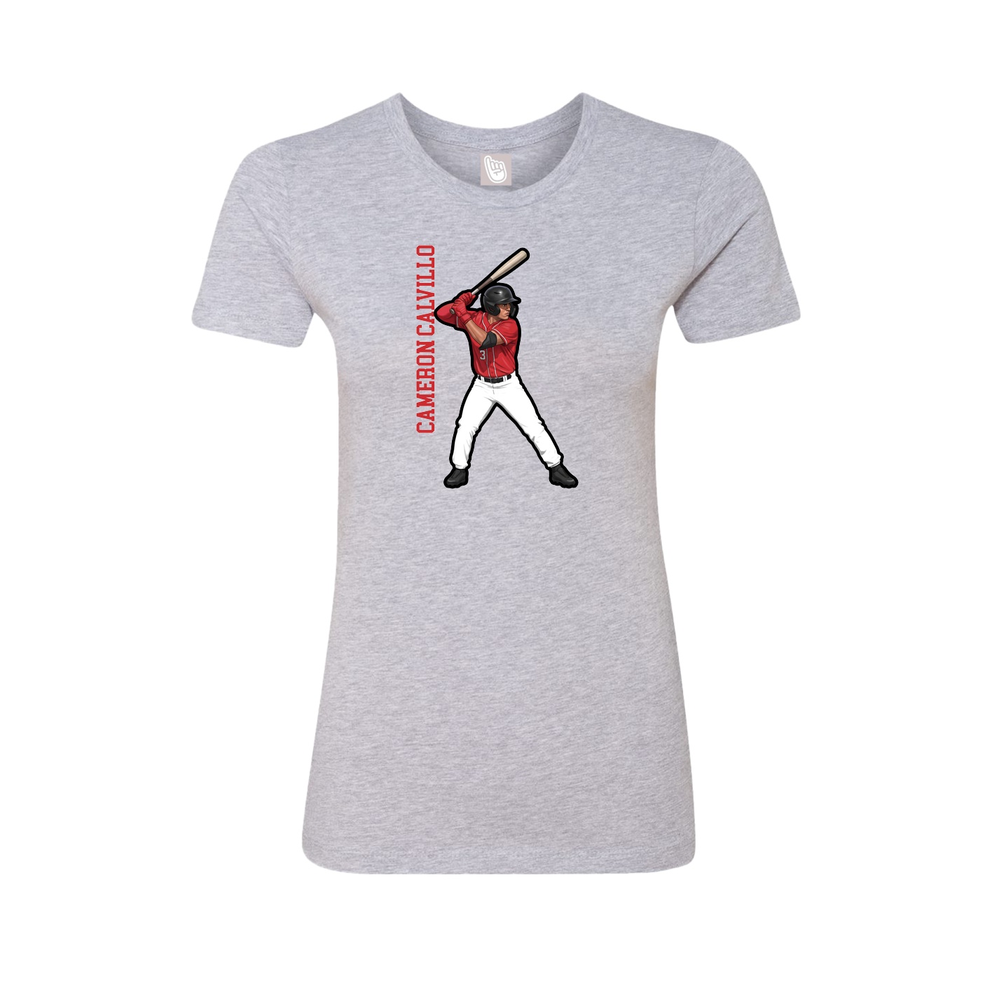 Fitted Women's Tee — Name Vertical in Grey