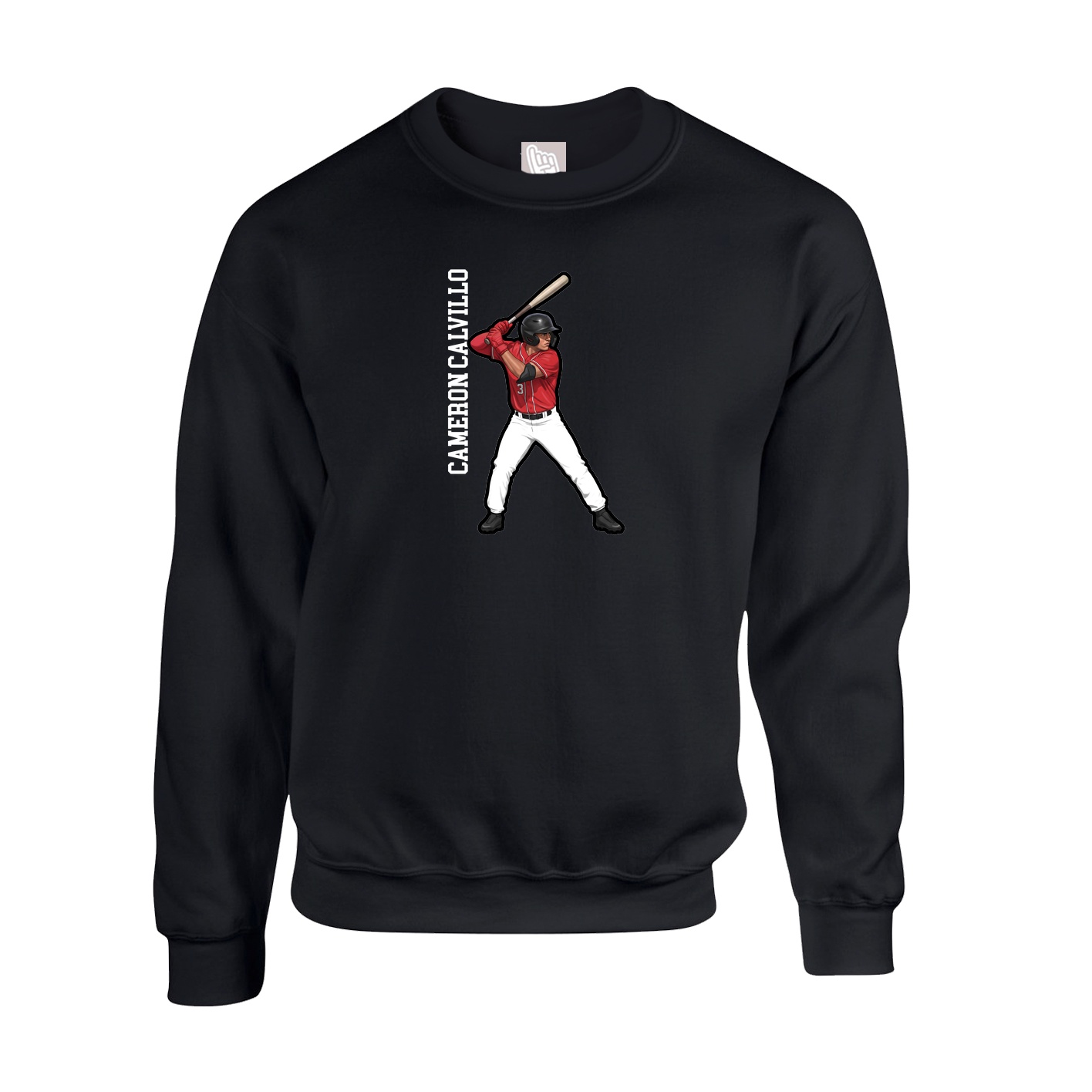 Fleece Crew — Name Vertical in Black