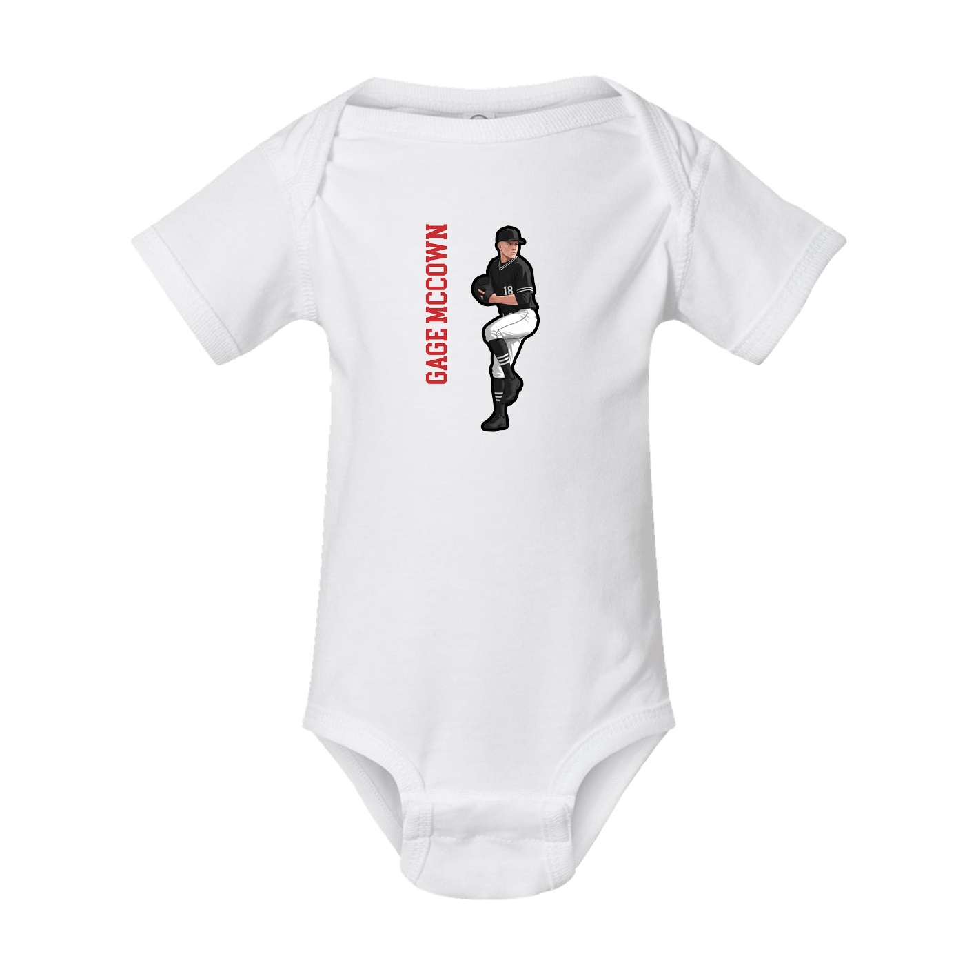 Baby Onesie — Name Vertical in White