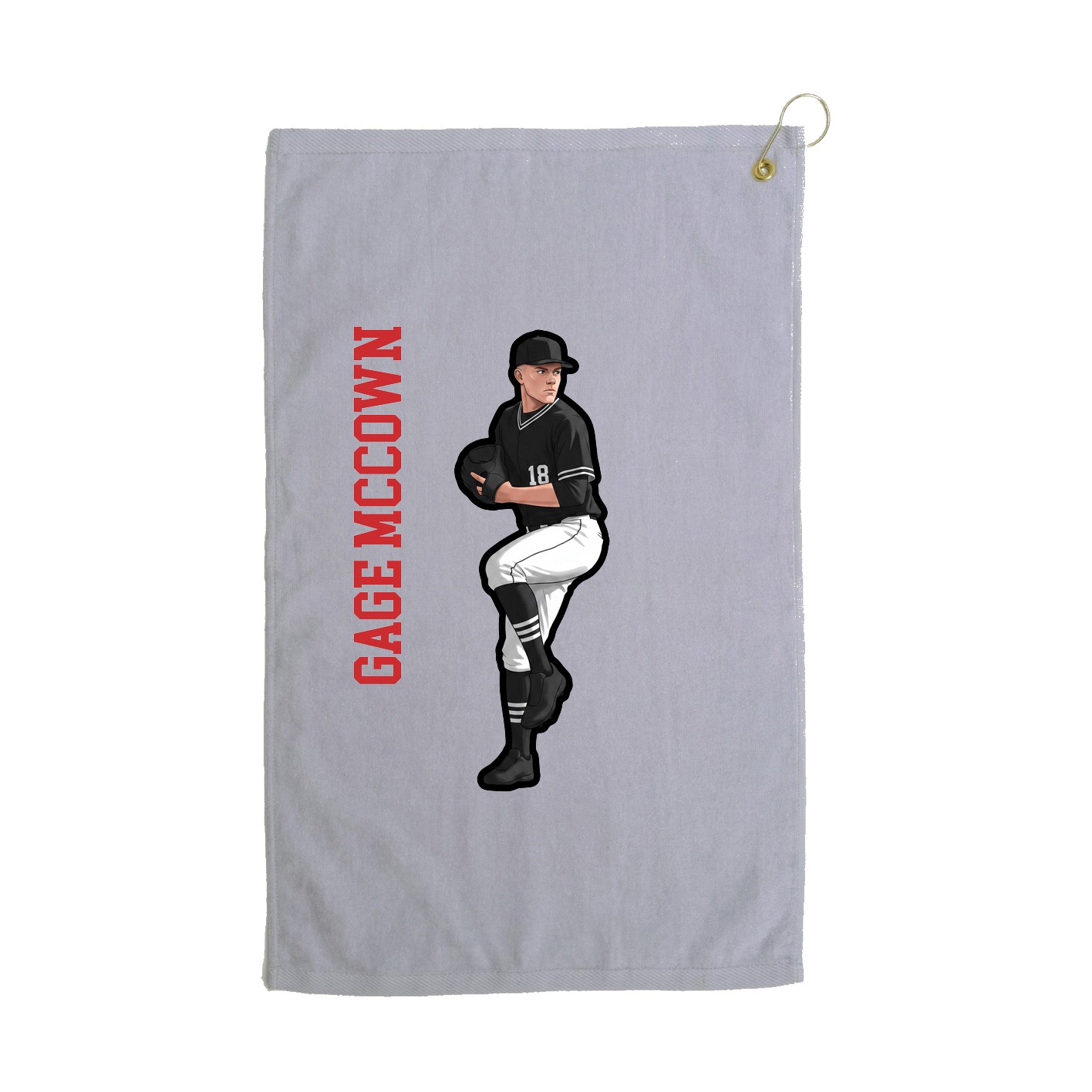 Golf Towel — Name Vertical in Grey