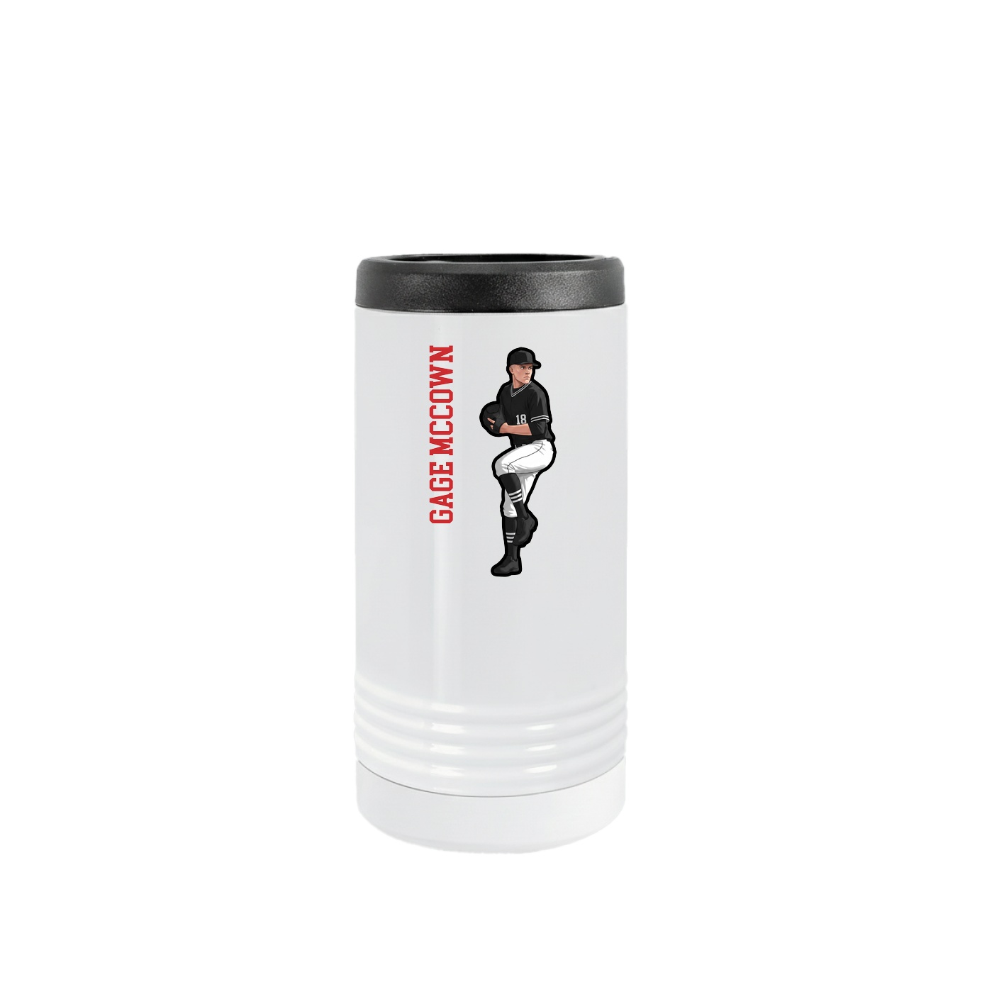 Slim Beverage Holder — Name Vertical in White