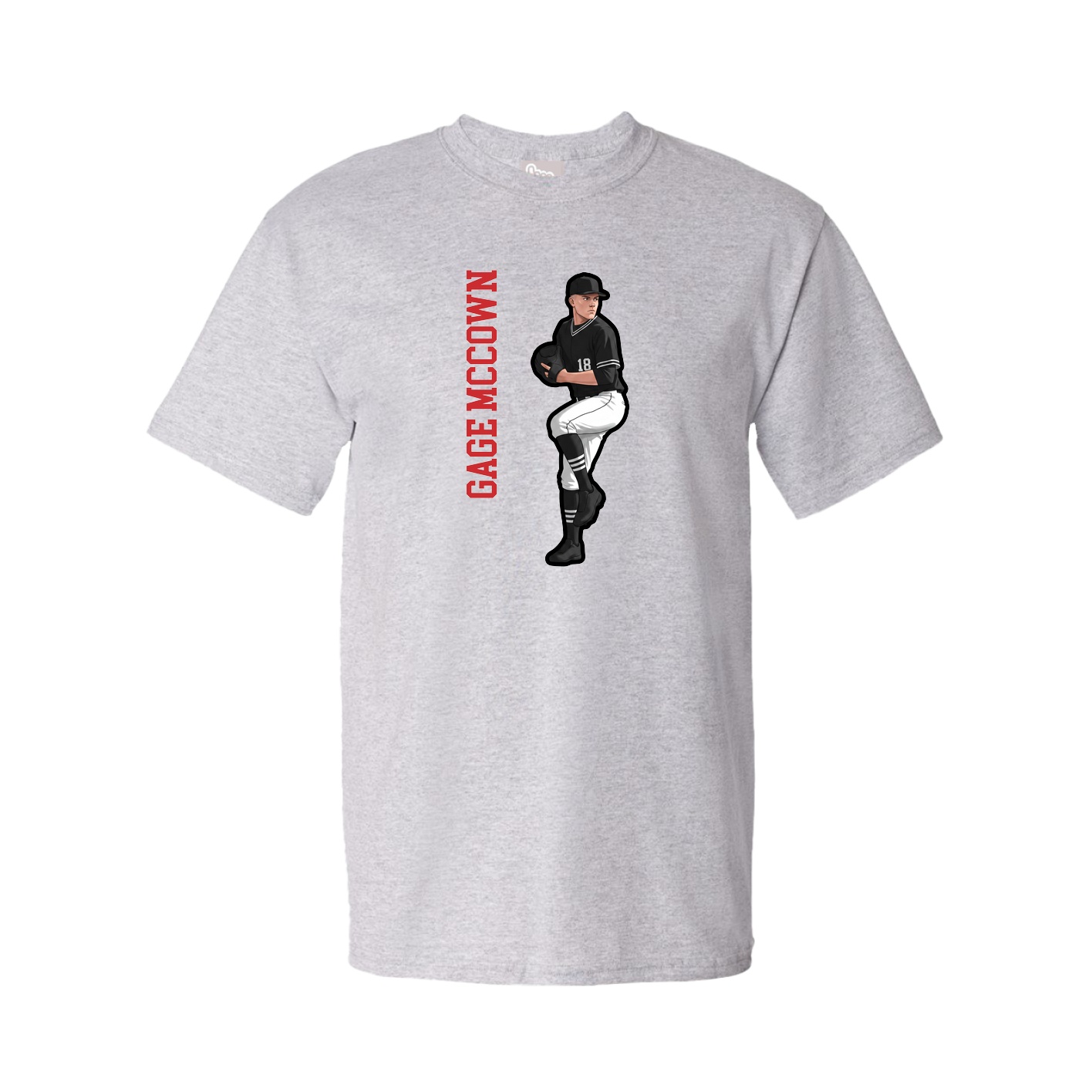 Youth Tee — Name Vertical in Grey