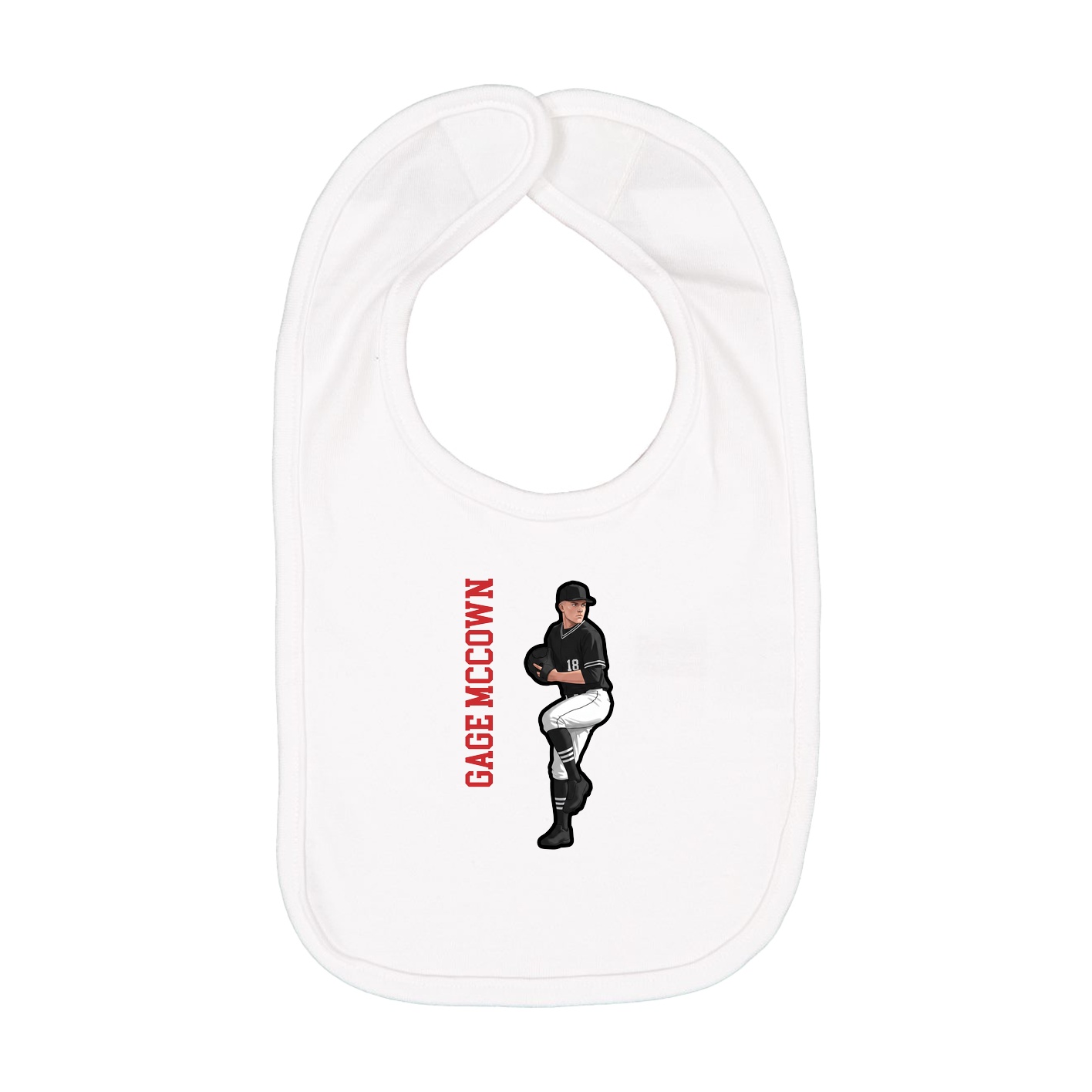Infant Bib — Name Vertical in White
