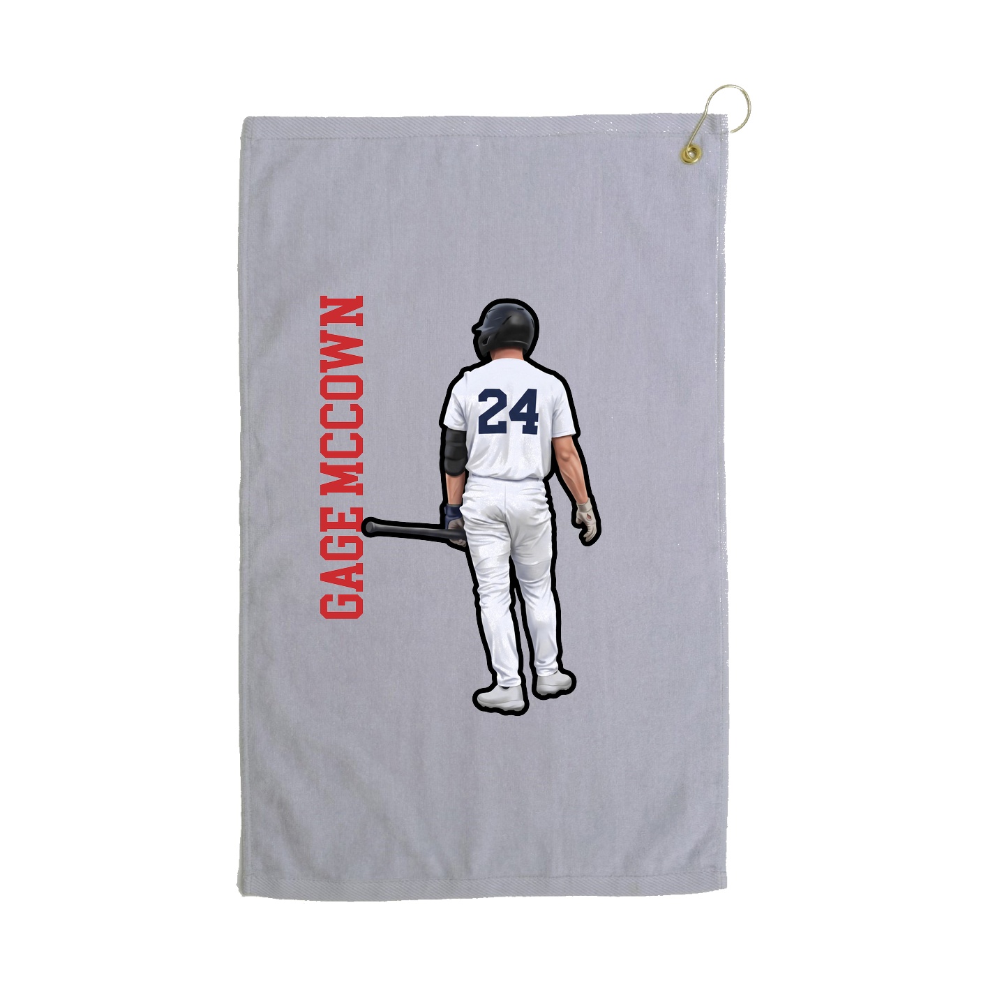 Golf Towel — Name Vertical in Grey