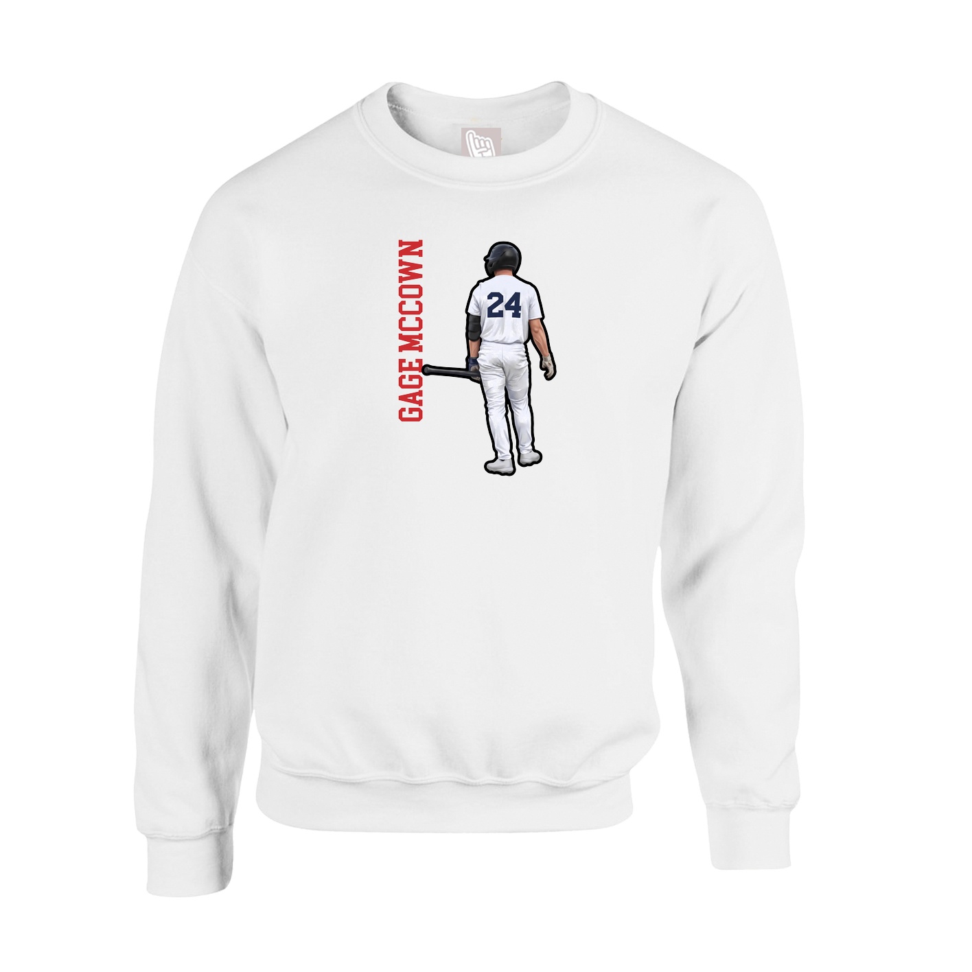 Fleece Crew — Name Vertical in White