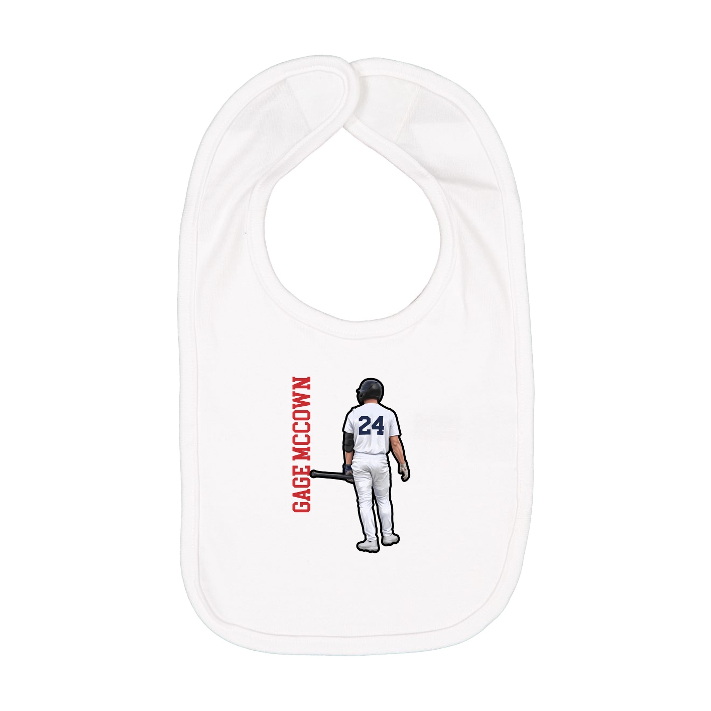 Infant Bib — Name Vertical in White