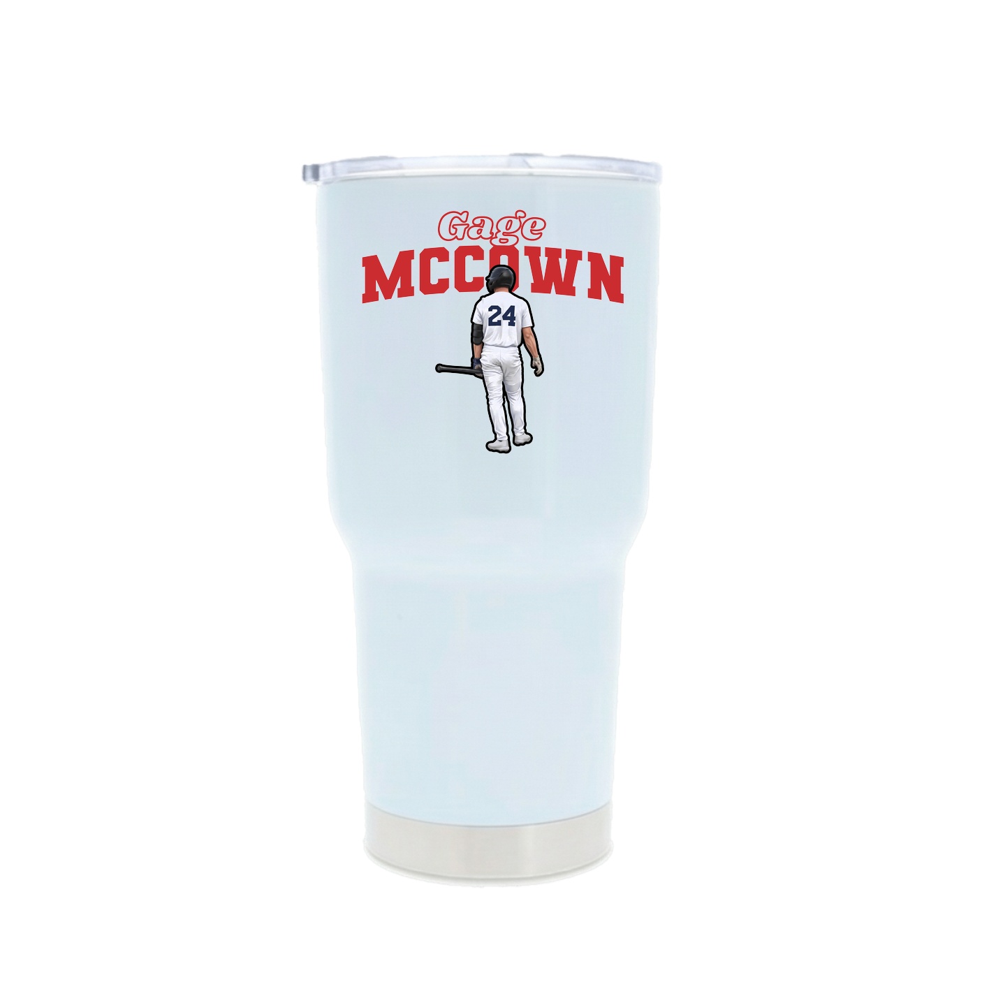 30oz Stainless Steel Tumbler — Name Arch in White