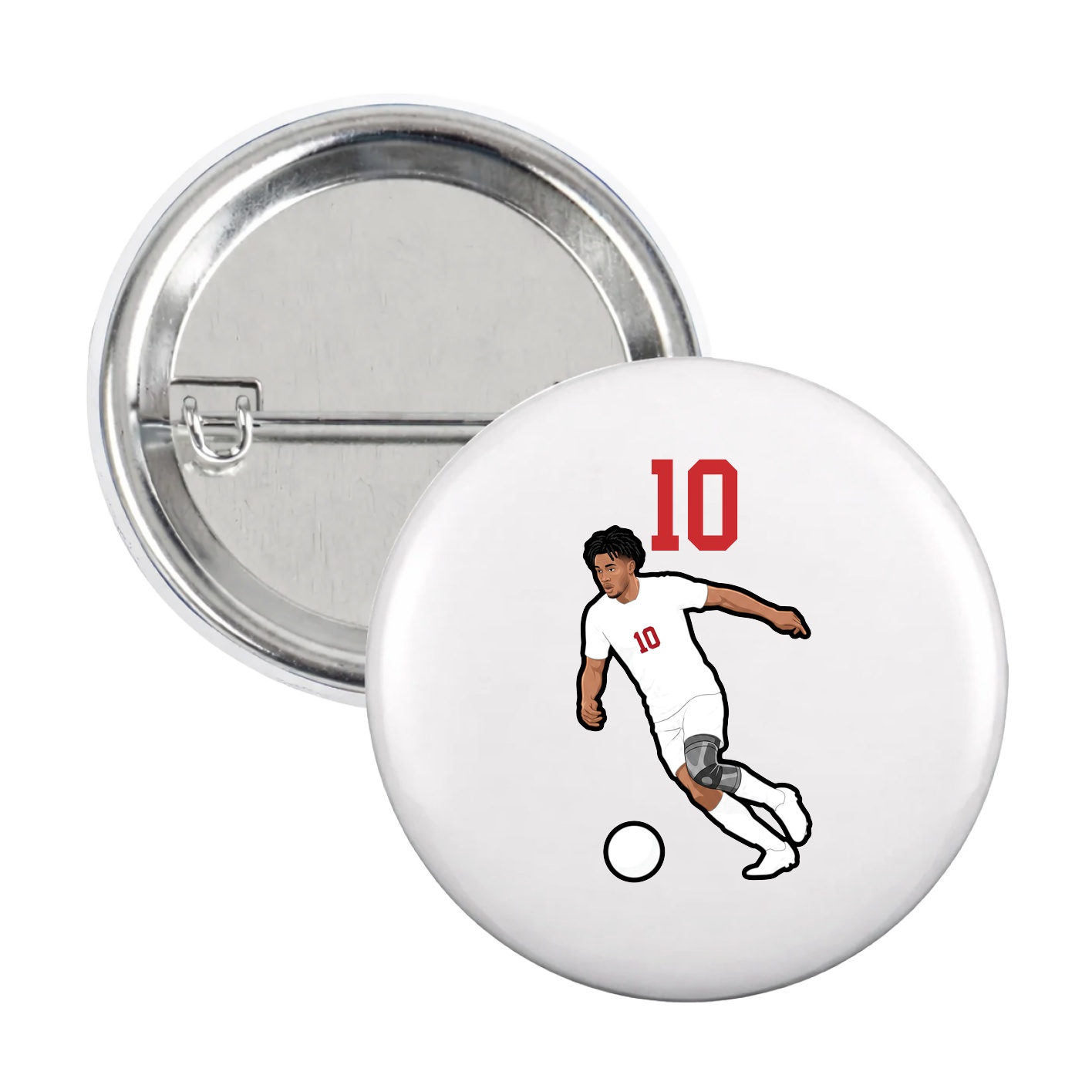 Game Day Button — Number Top in White