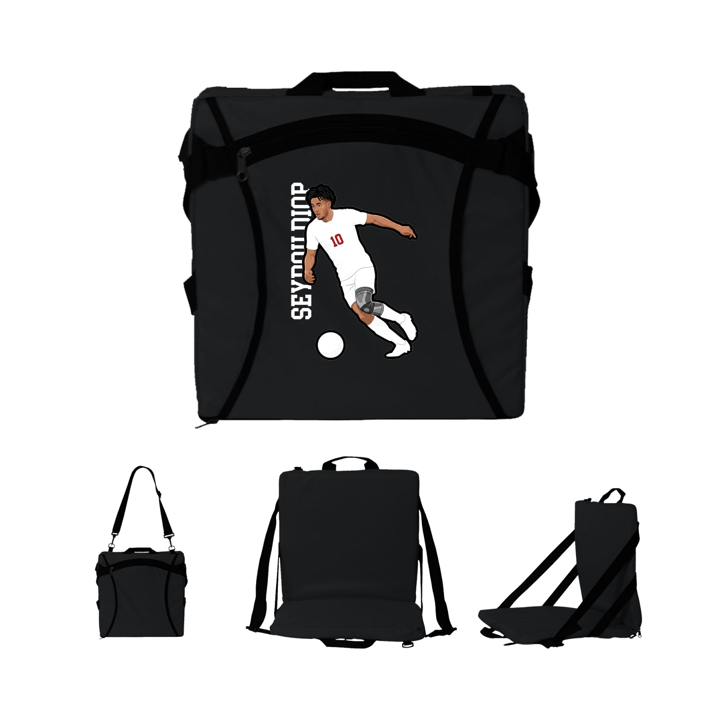 Folding Stadium Seat — Name Vertical in Black