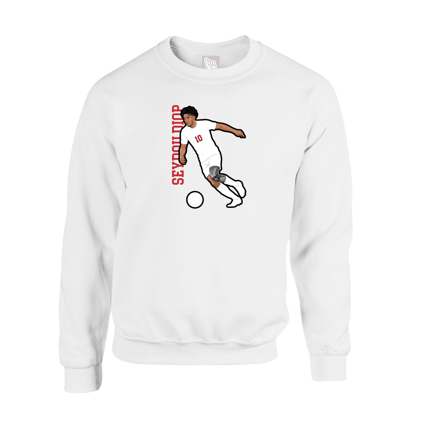 Fleece Crew — Name Vertical in White