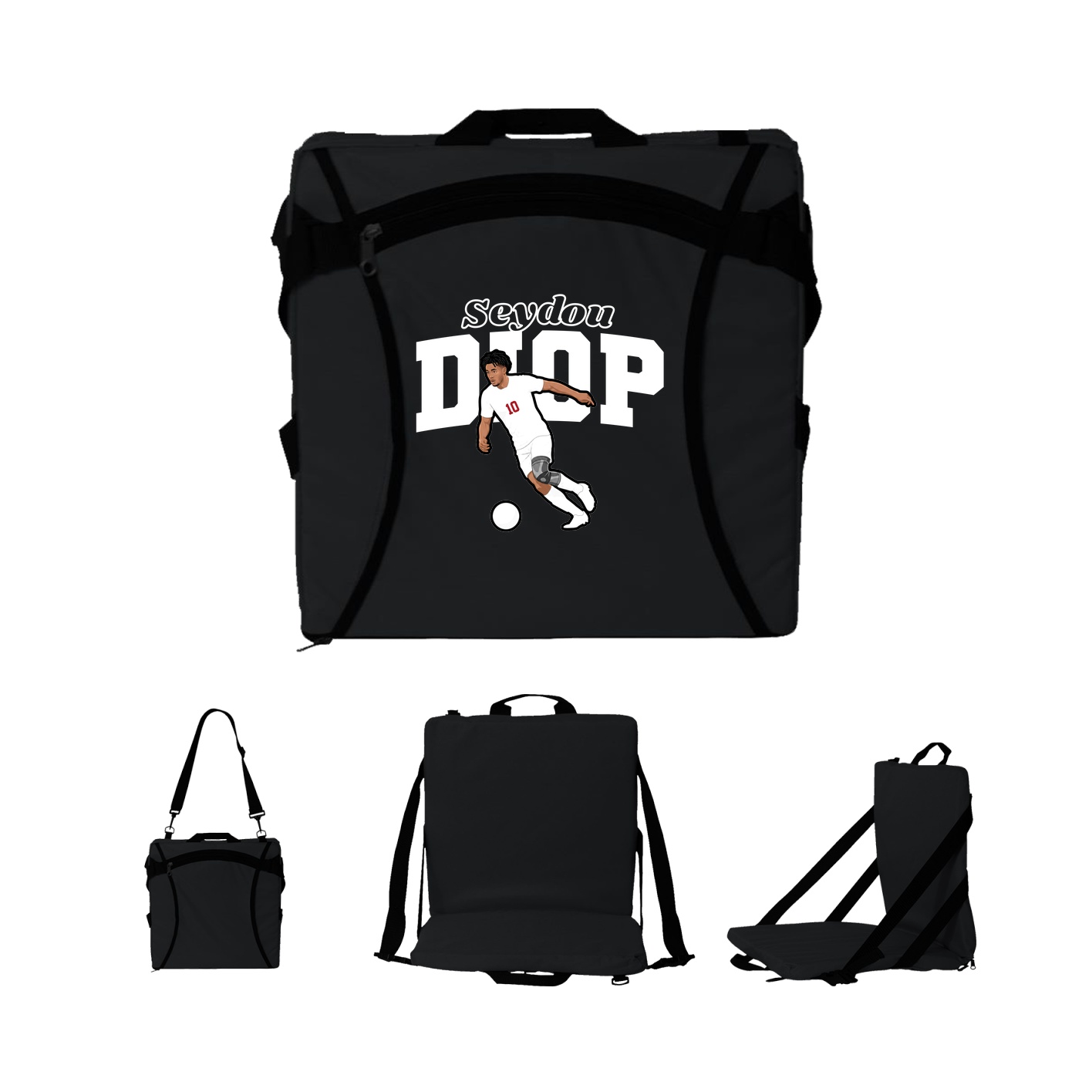 Folding Stadium Seat — Name Arch in Black