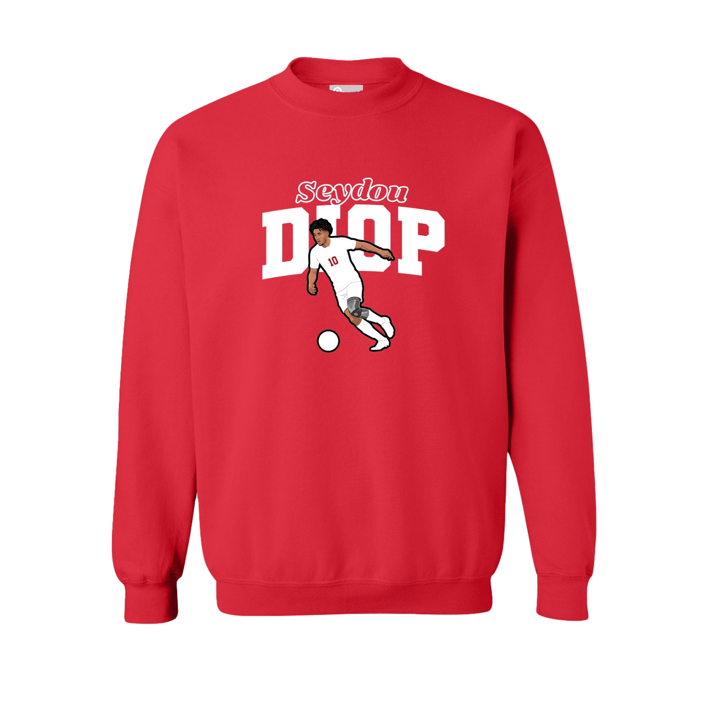 Fleece Crew — Name Arch in Red