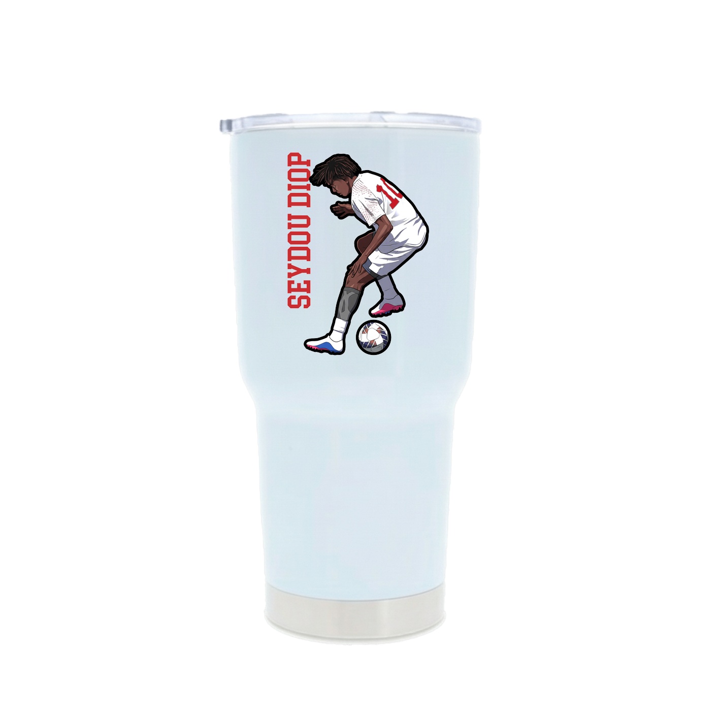 30oz Stainless Steel Tumbler — Name Vertical in White