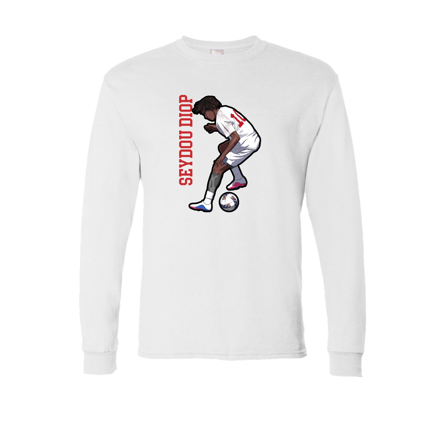 Long Sleeve Tee — Name Vertical in White