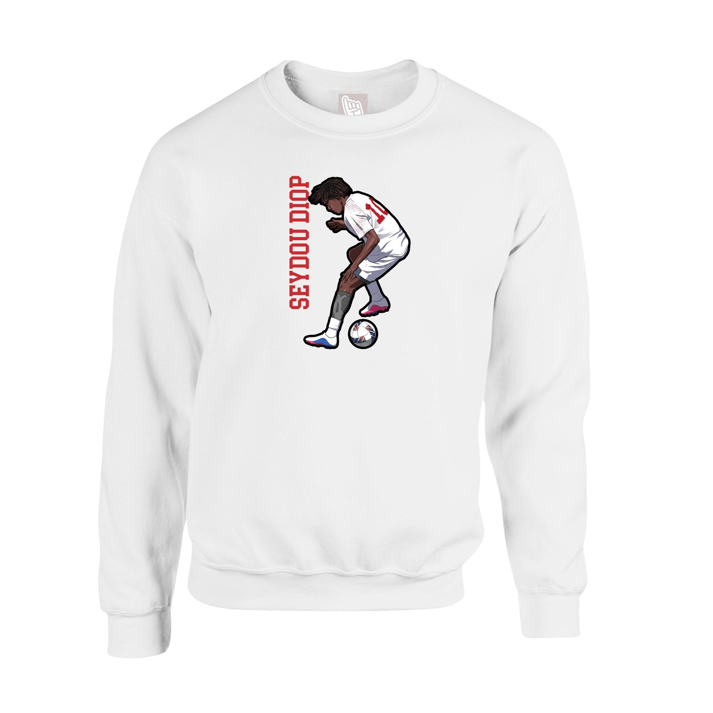 Fleece Crew — Name Vertical in White
