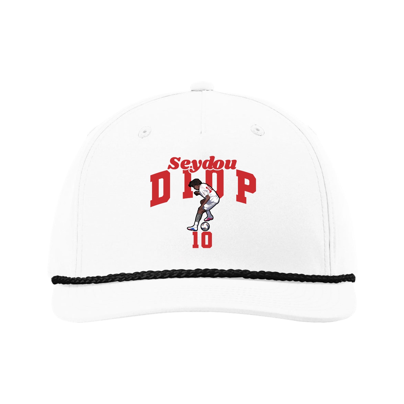 Five-Panel Classic Rope Cap — Signature Arch in White