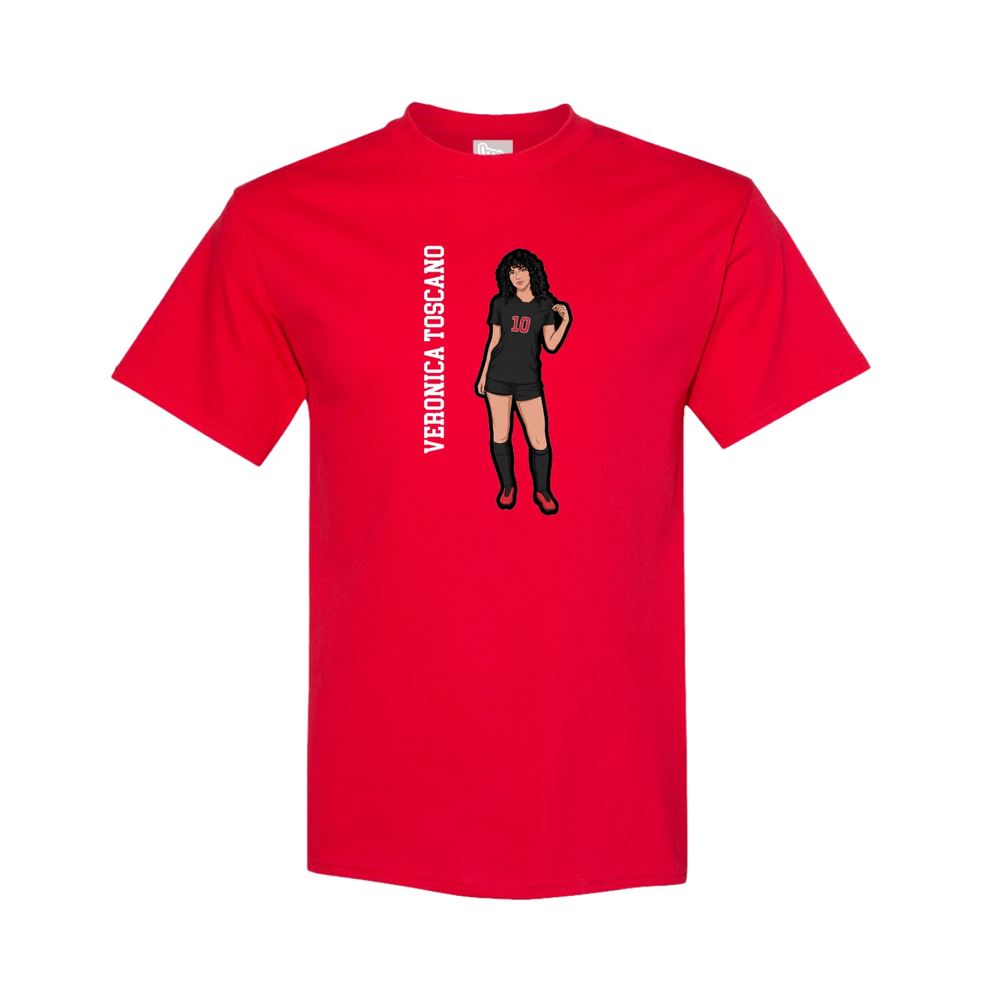 Tee — Name Vertical in Red