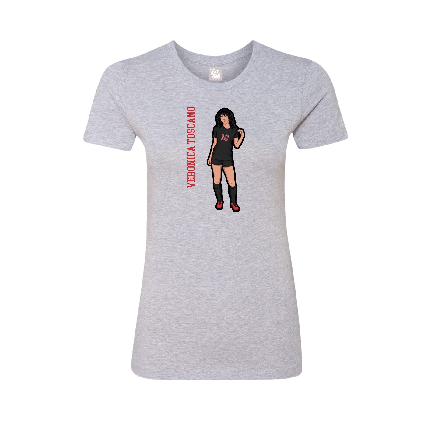 Fitted Women's Tee — Name Vertical in Grey