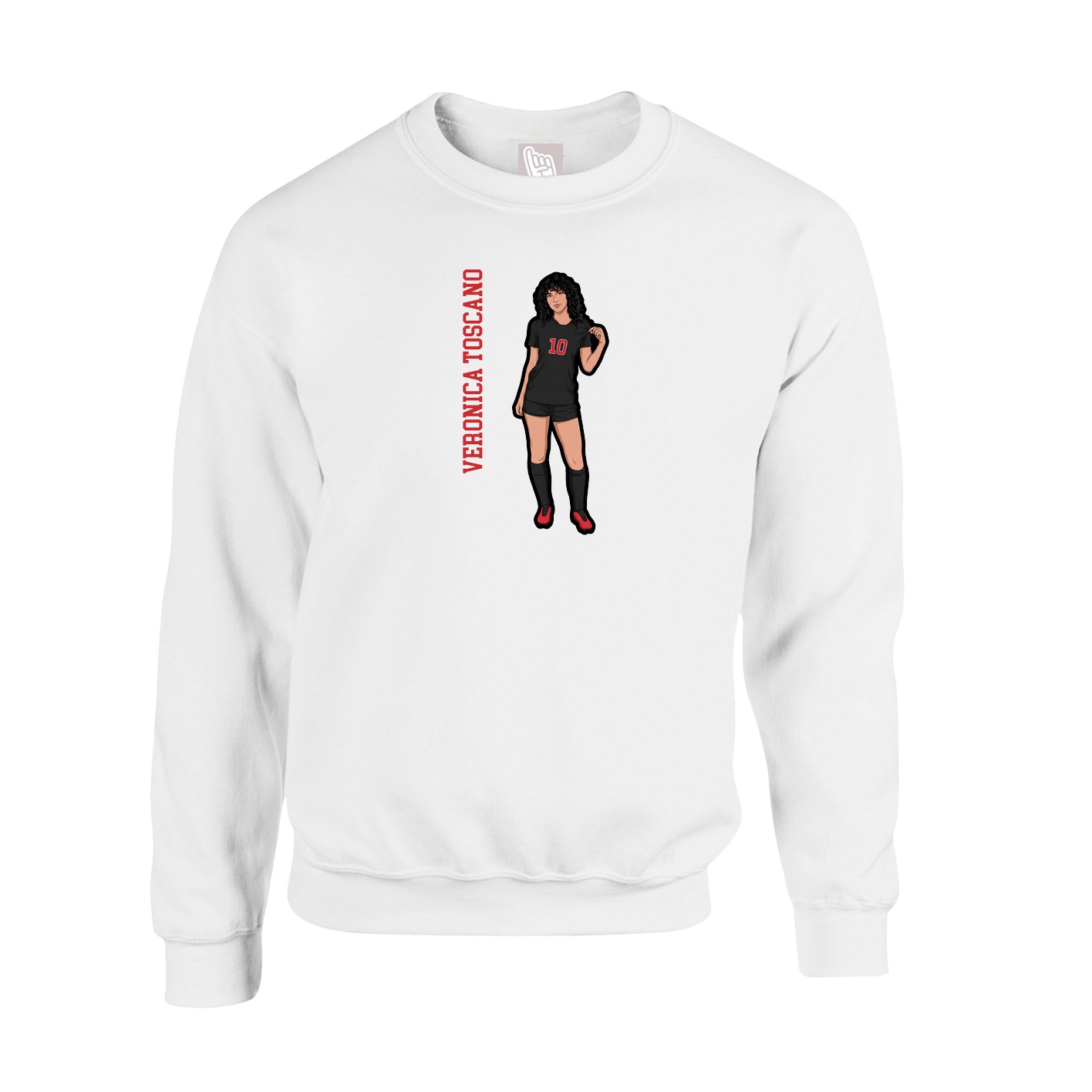 Fleece Crew — Name Vertical in White
