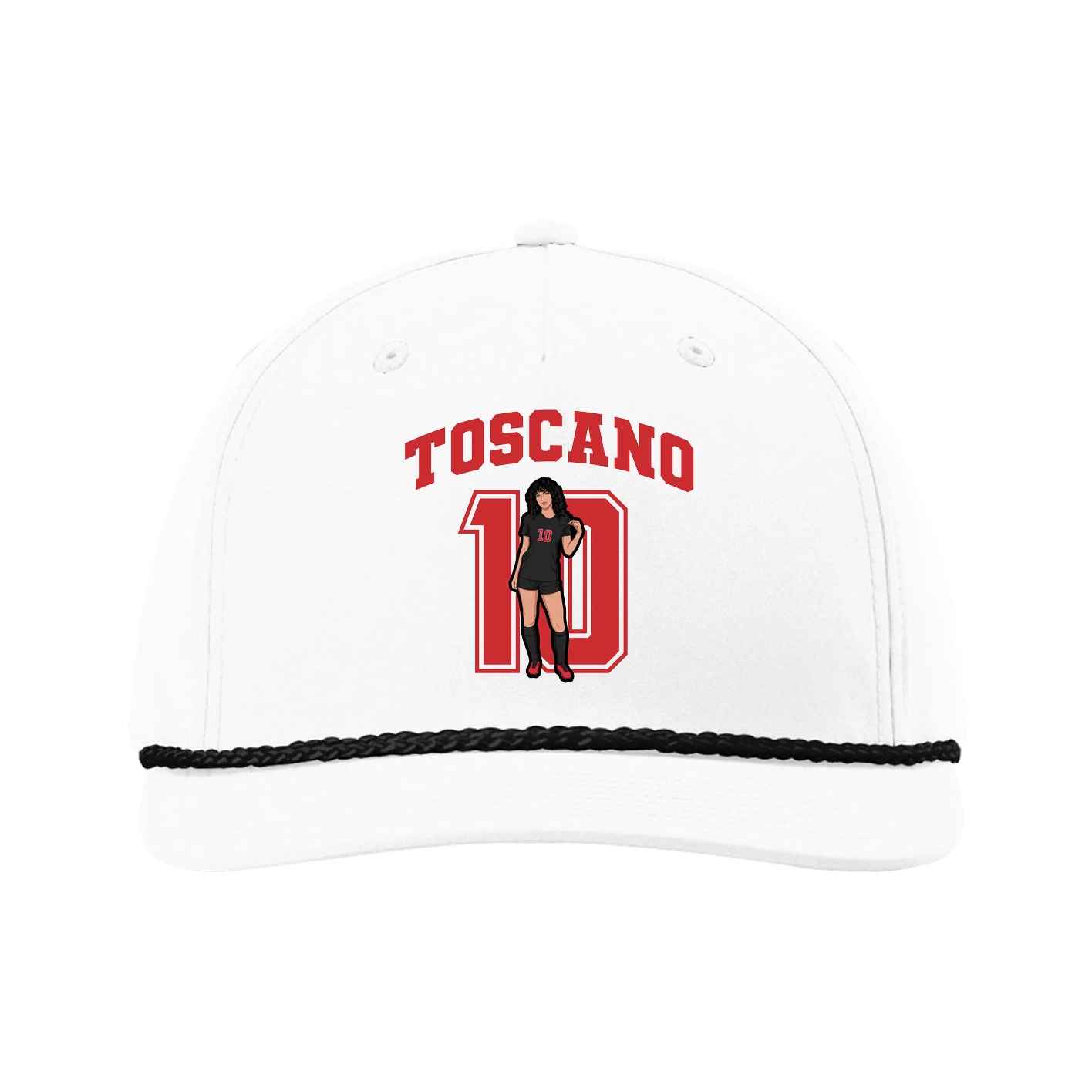 Five-Panel Classic Rope Cap — Number in White