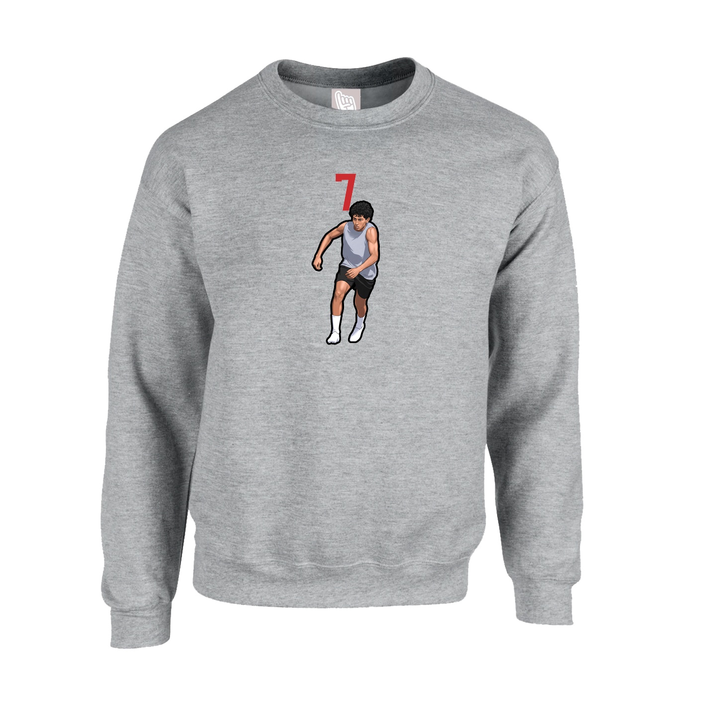 Fleece Crew — Number Top in Grey