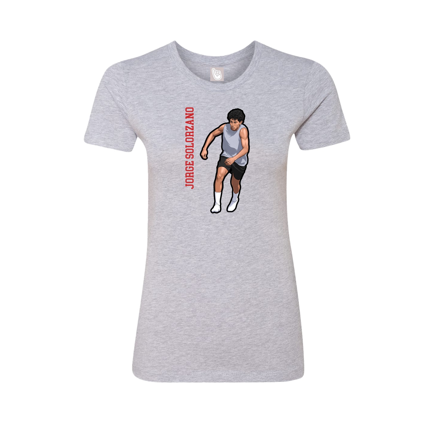 Fitted Women's Tee — Name Vertical in Grey