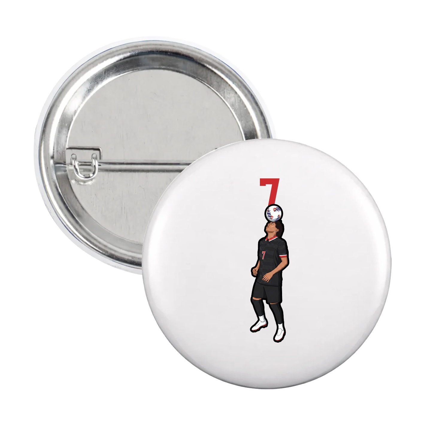 Game Day Button — Number Top in White