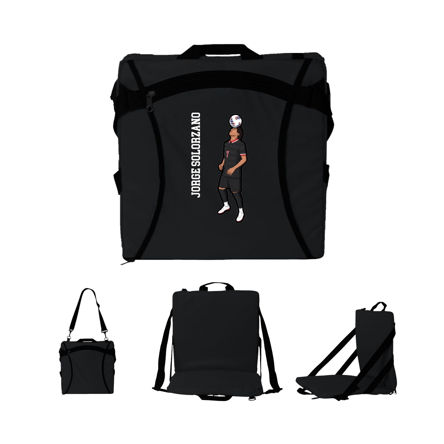 Folding Stadium Seat — Name Vertical in Black