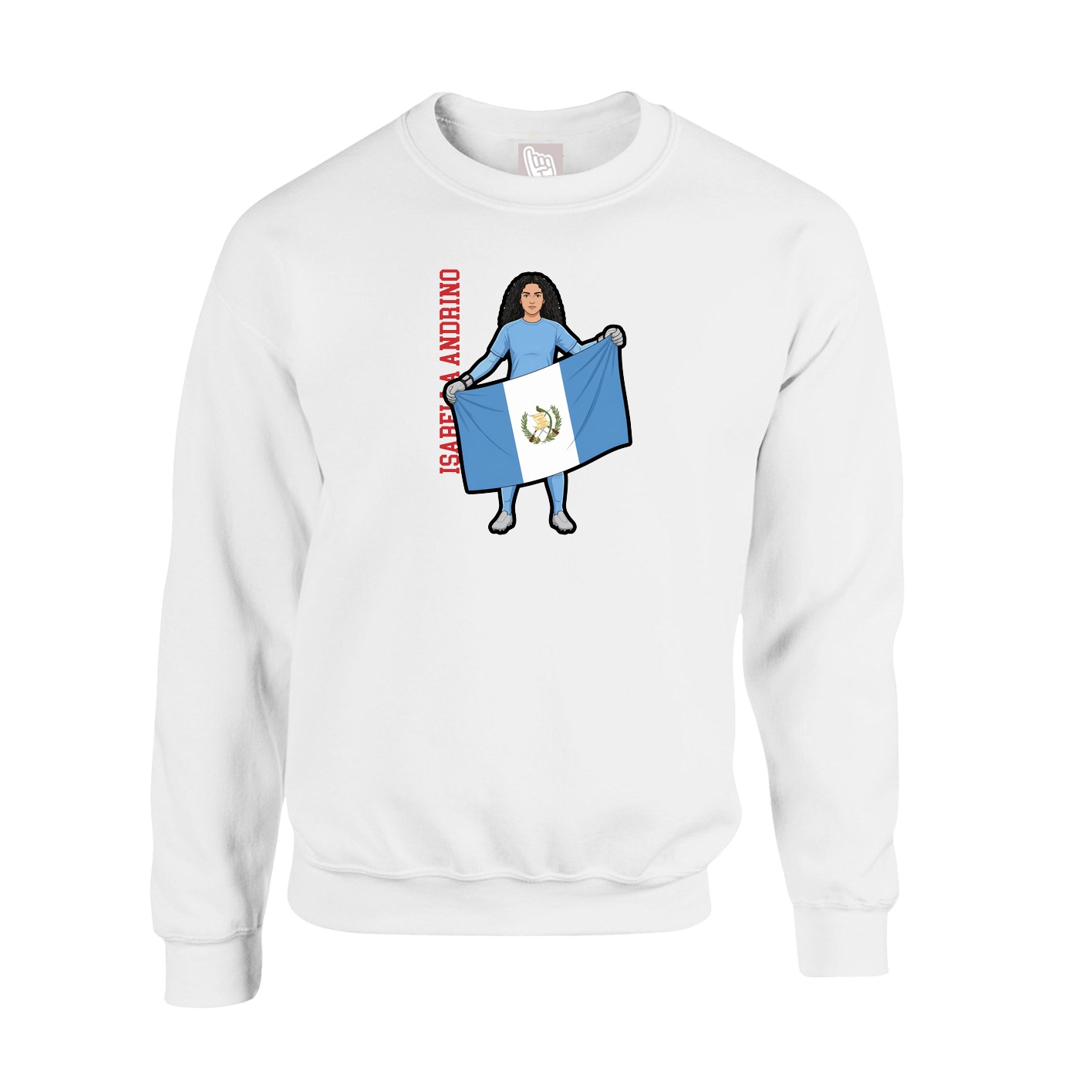 Fleece Crew — Name Vertical in White