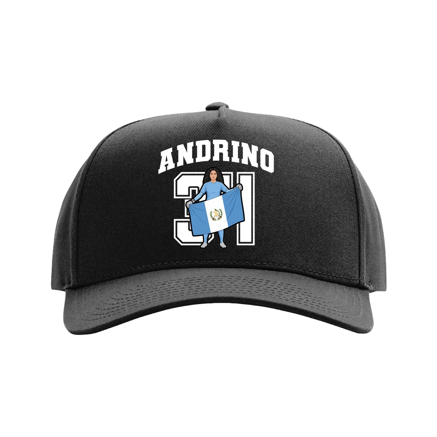 Full Fabric Five-Panel Champ Cap — Number in Black