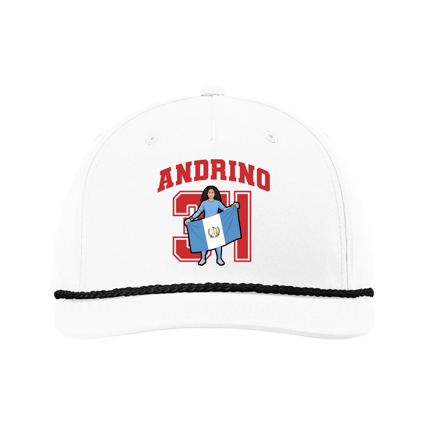 Five-Panel Classic Rope Cap — Number in White