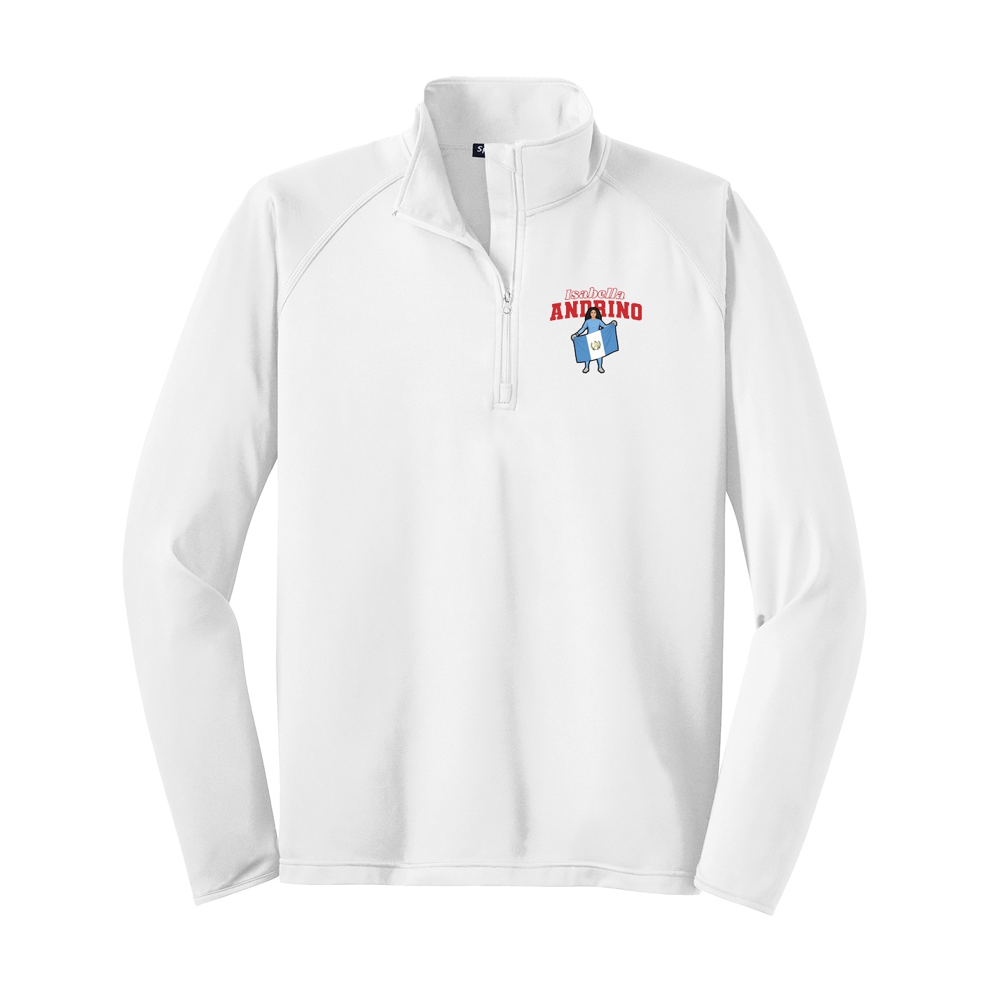 Q-Zip Pullover — Name Arch in White