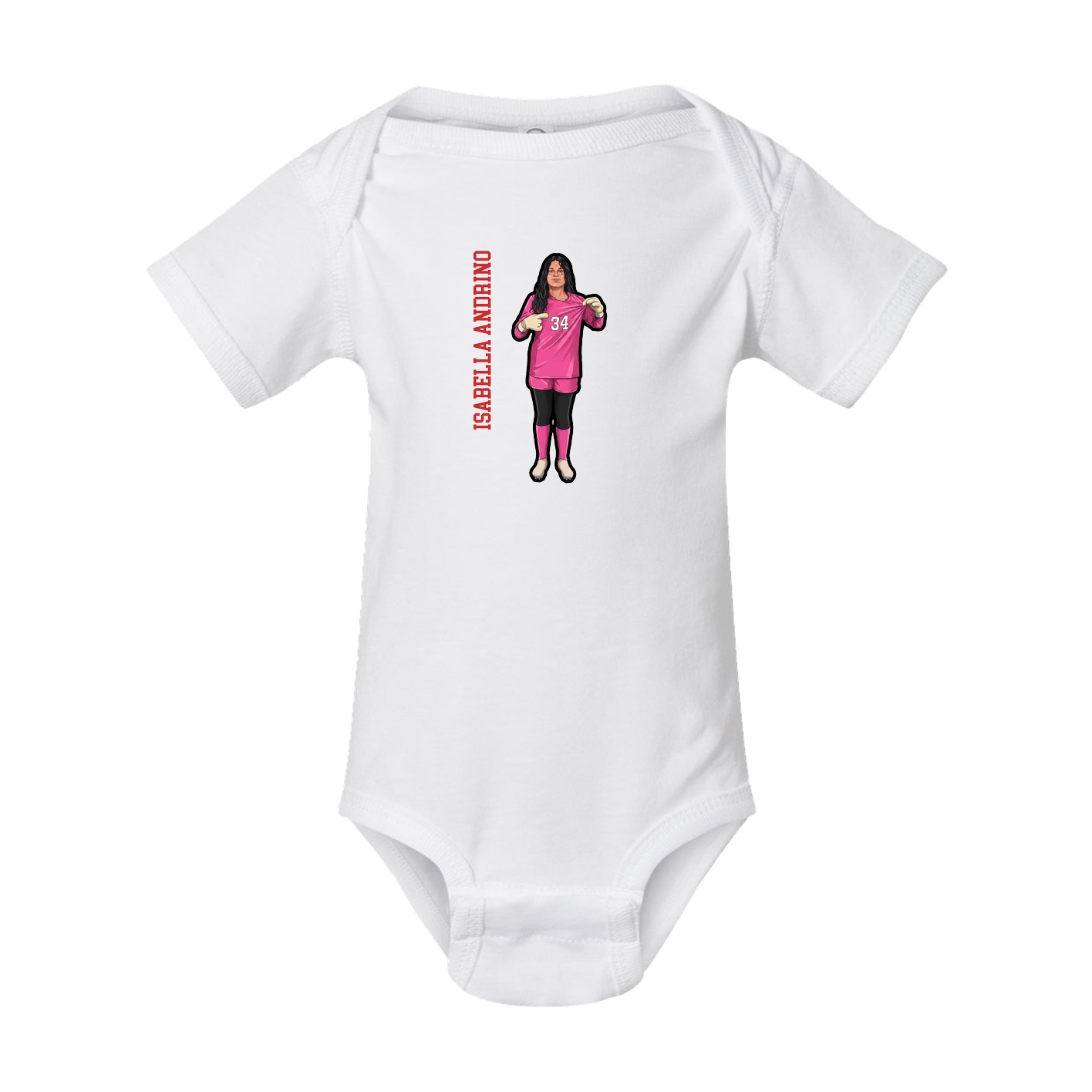 Baby Onesie — Name Vertical in White