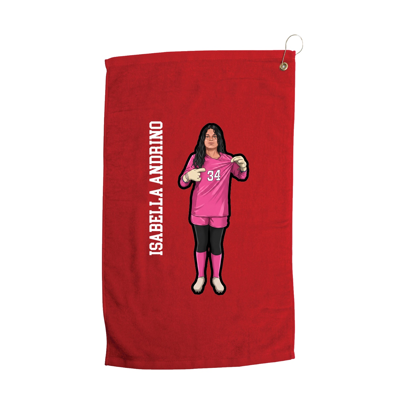 Golf Towel — Name Vertical in Red