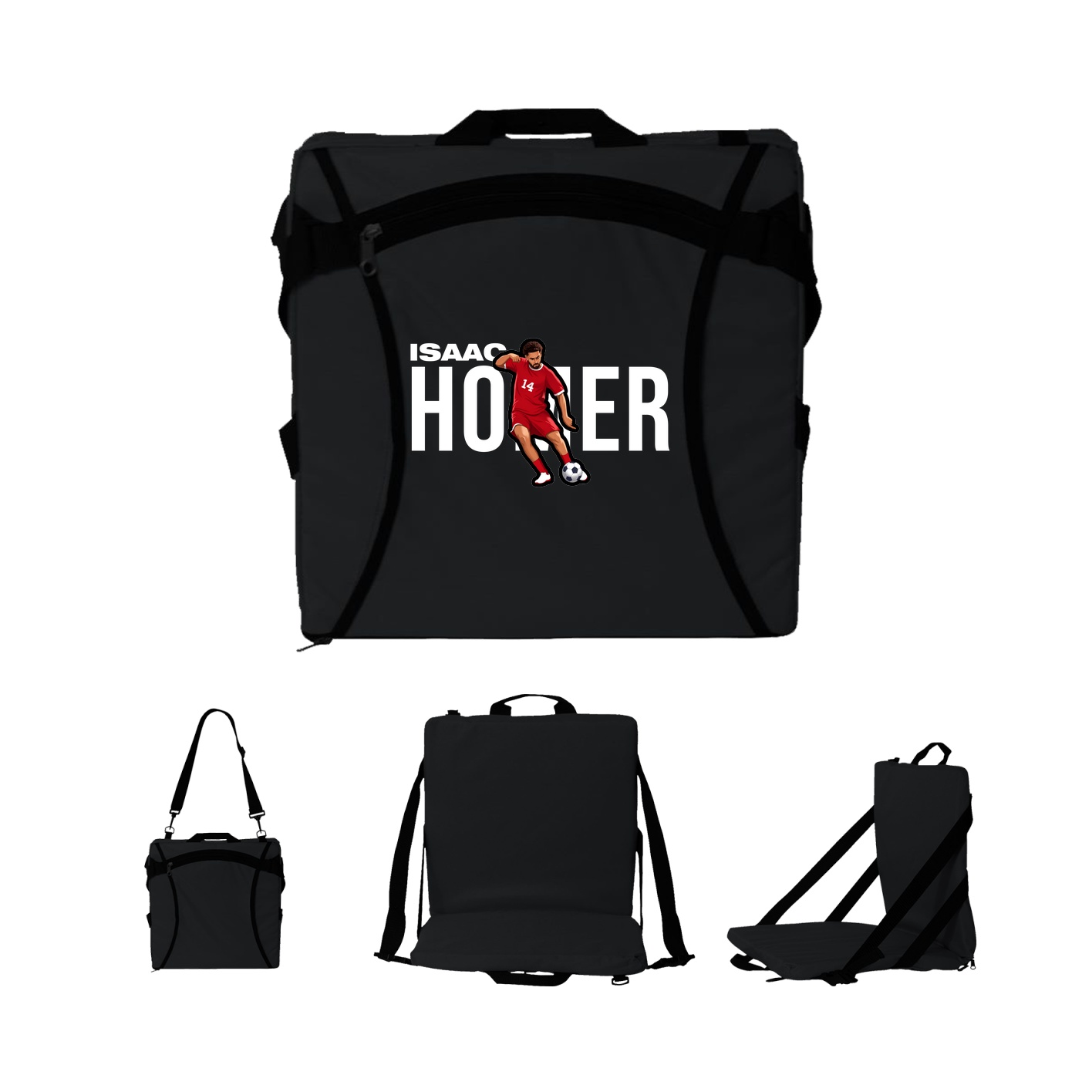 Folding Stadium Seat — Player Name in Black