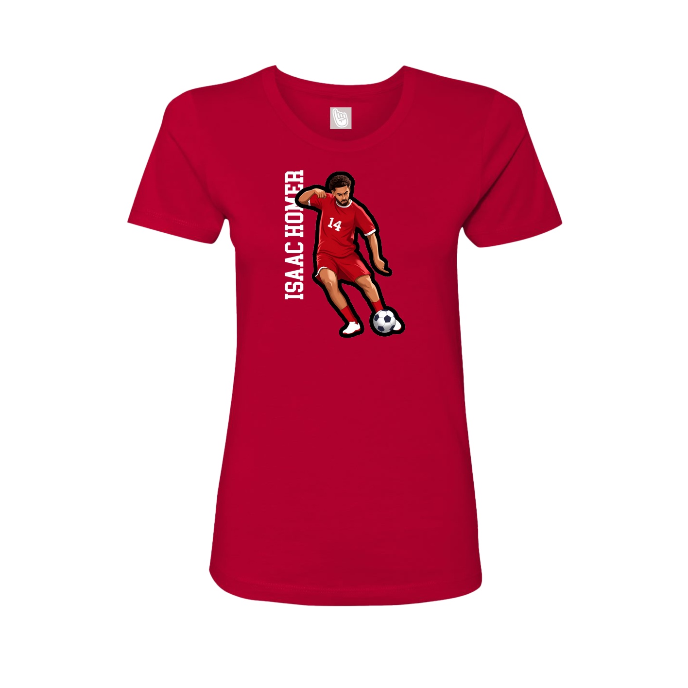 Fitted Women's Tee — Name Vertical in Red
