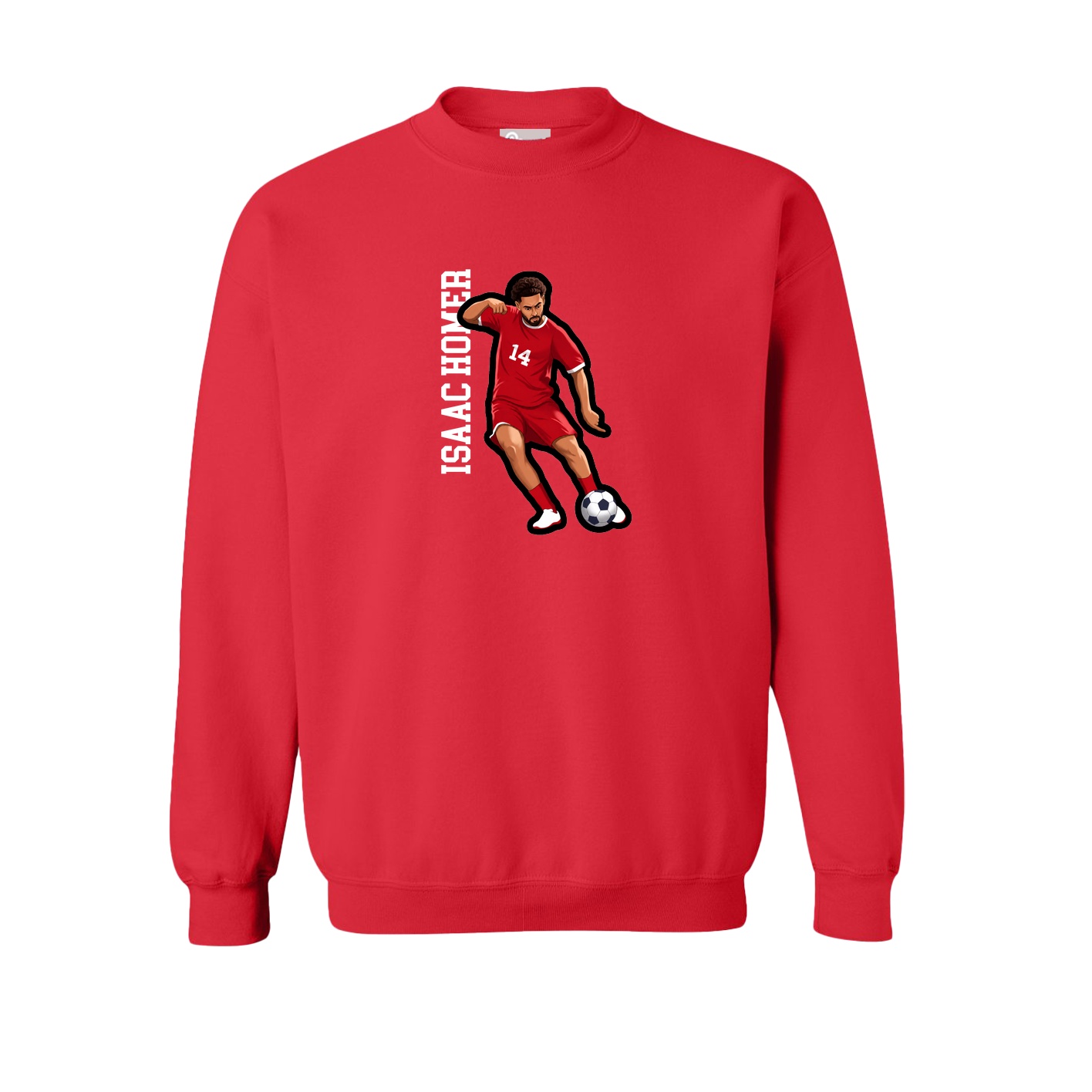 Fleece Crew — Name Vertical in Red