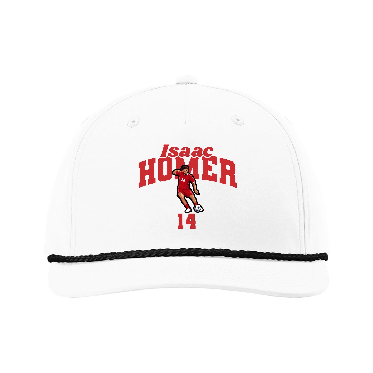 Five-Panel Classic Rope Cap — Signature Arch in White
