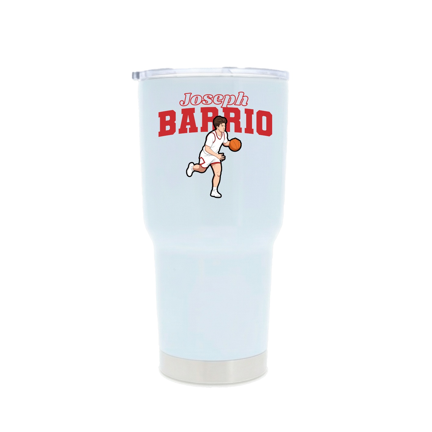 30oz Stainless Steel Tumbler — Name Arch in White