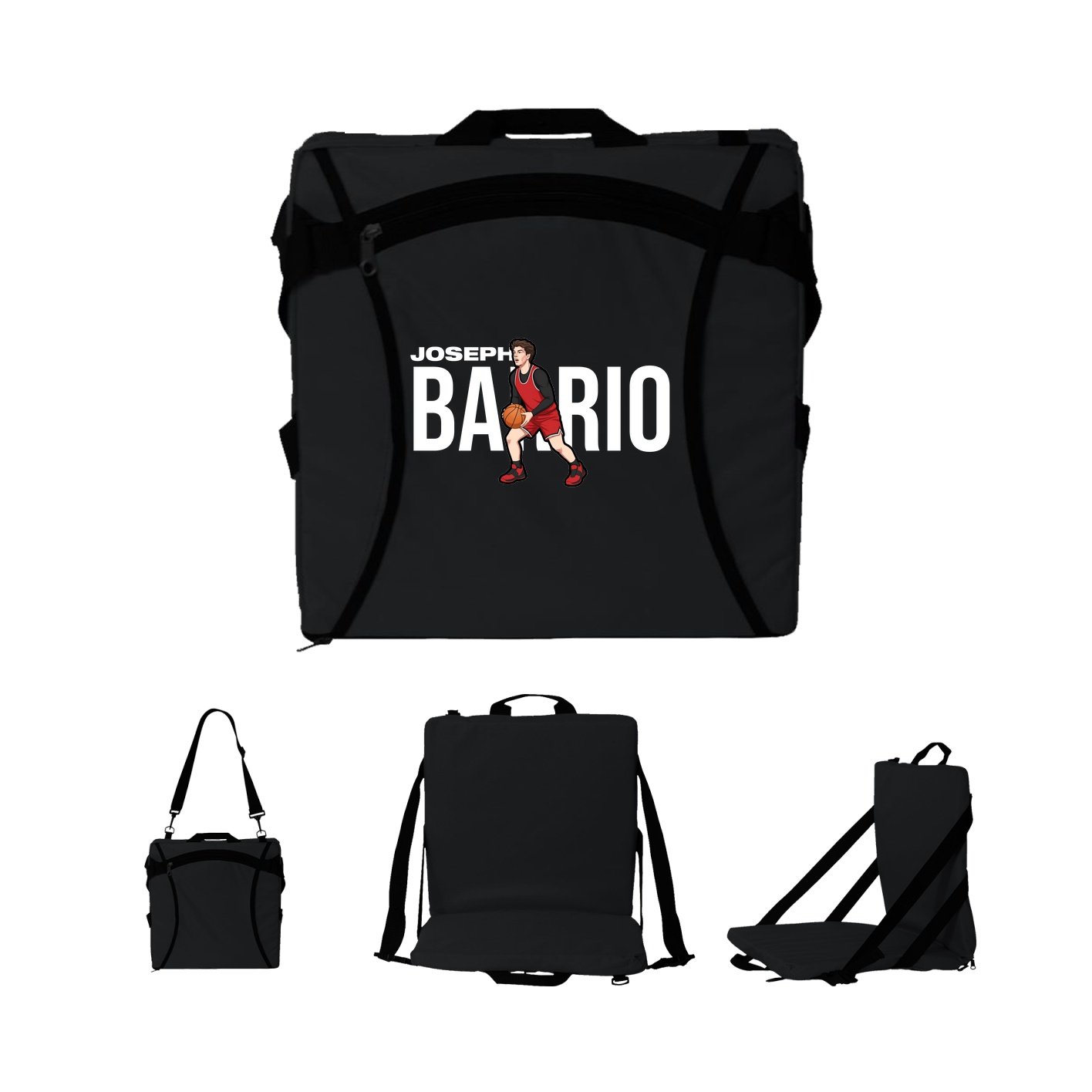 Folding Stadium Seat — Player Name in Black